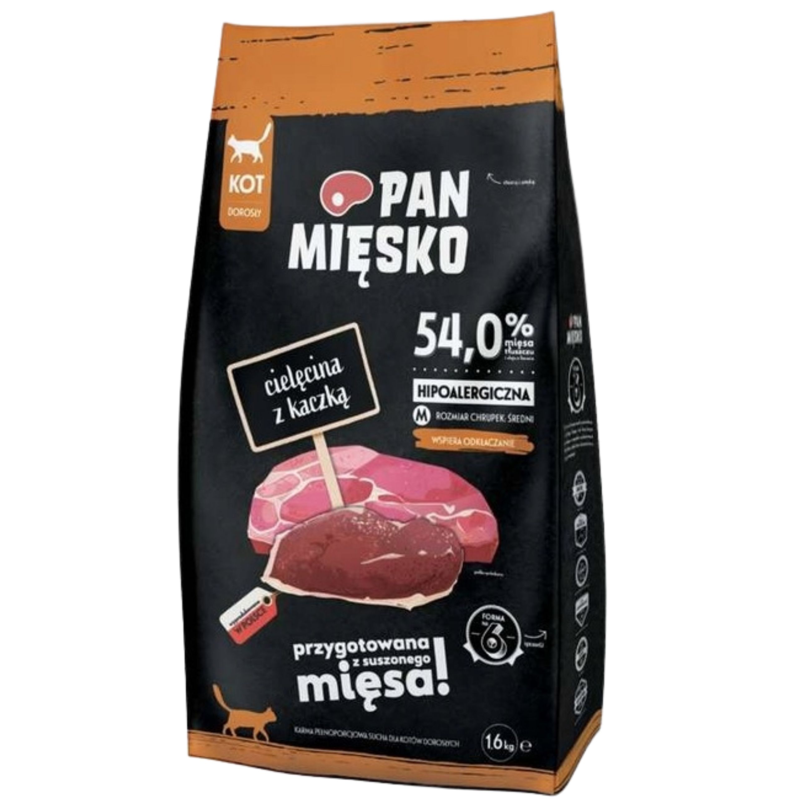 Sucha karma dla kota Cielecina kaczka Pan Mięsko hipoalergiczna M 1,6 kg