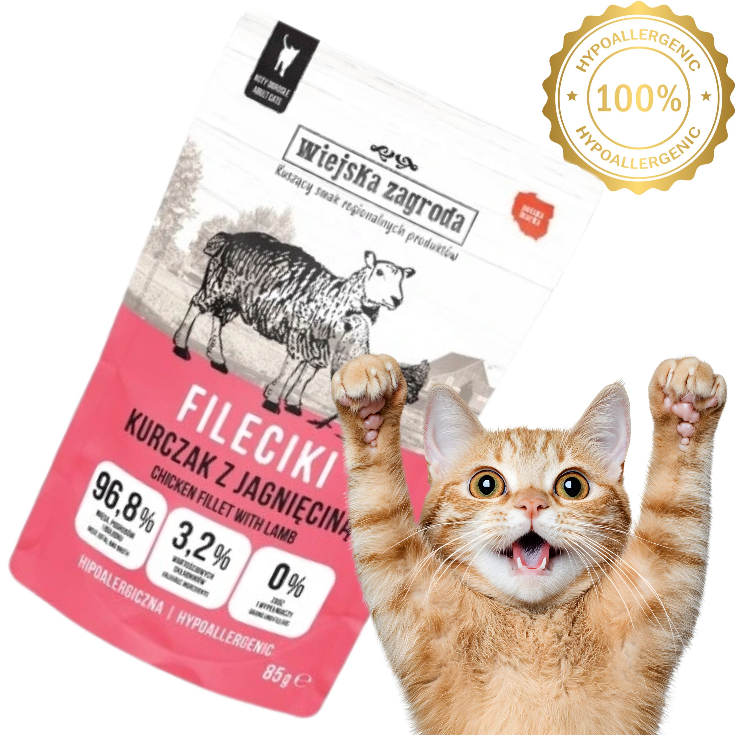 Karma mokra dla kota Fileciki Kurczak z  Jagnięciną 85g Wiejska Zagroda