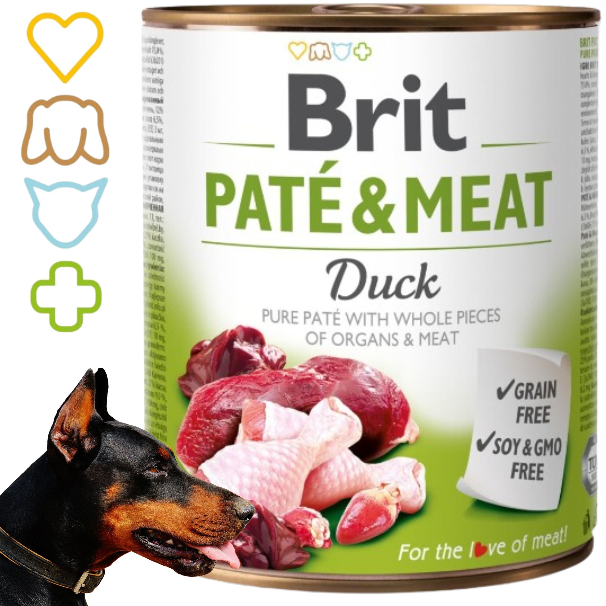 MOKRA KARMA DLA PSA Z KACZKĄ BRIT PATE&MEAT DUCK 800 G BEZZBOŻOWA PUSZKA