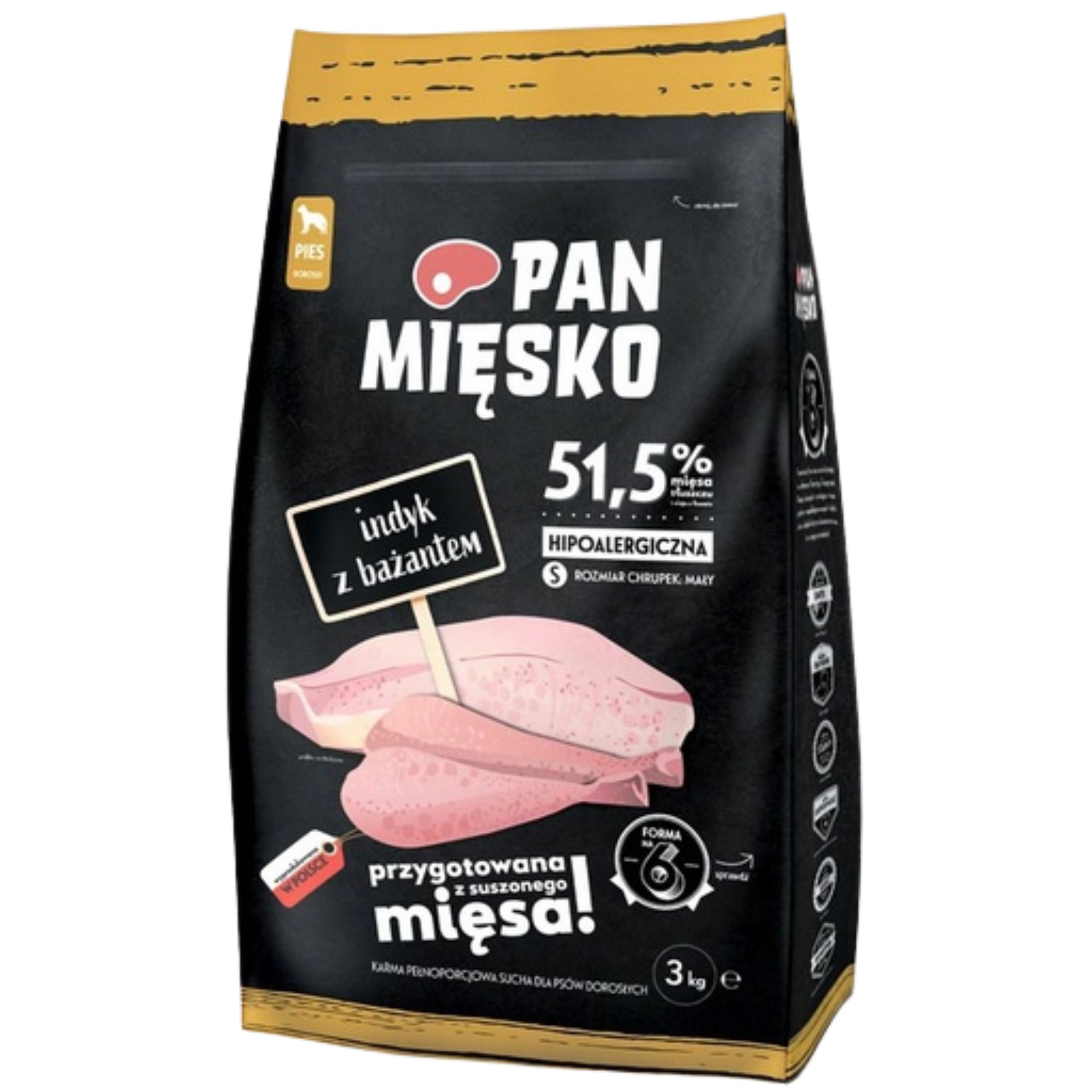 Sucha karma dla psa Indyk bażant Pan Mięsko hipoalergiczna małe rasy S 3kg