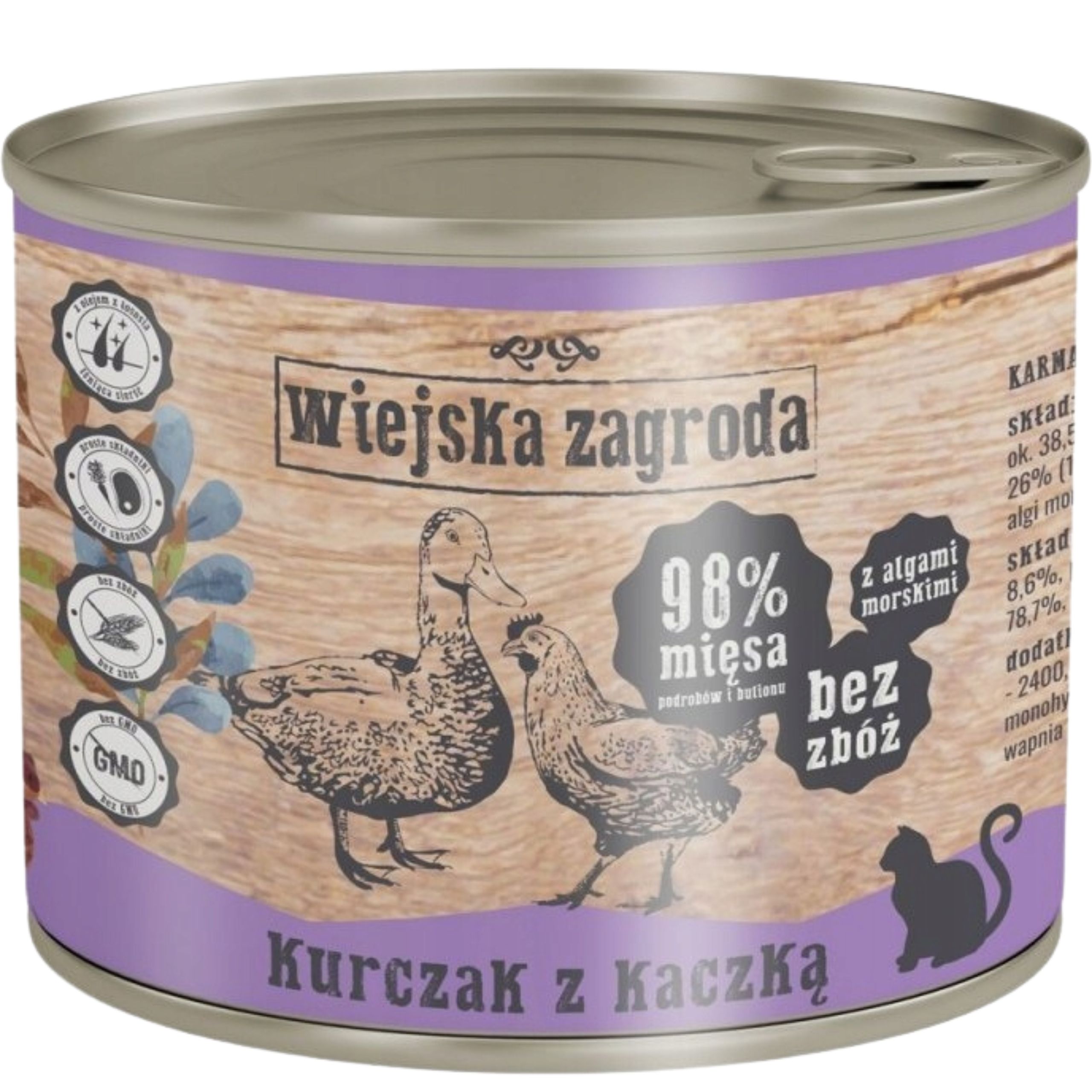 Karma mokra dla kota Kurczak kaczka 200g Wiejska Zagroda bez zbóż i glutenu