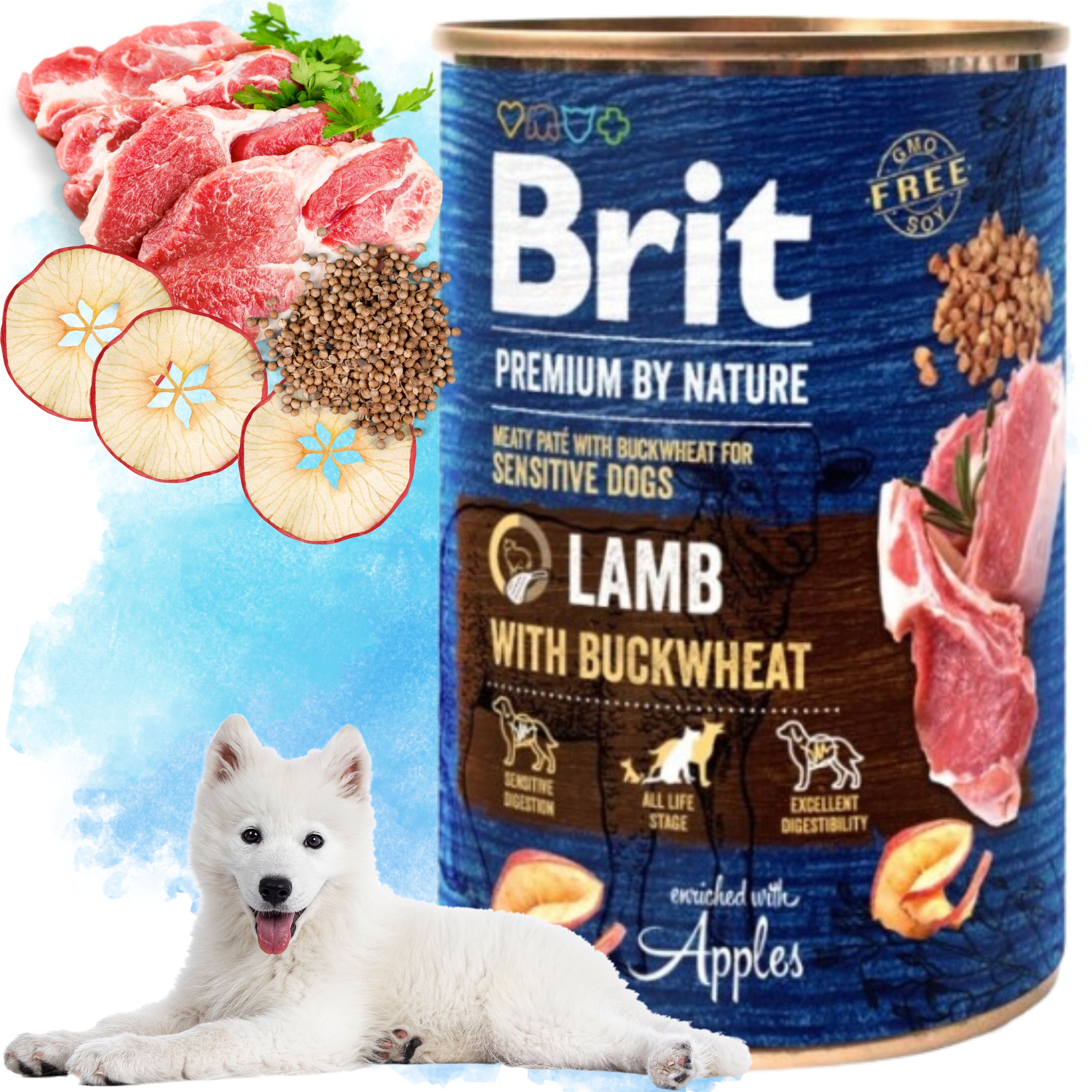 MOKRA KARMA DLA PSA JAGNIĘCINA BRIT PREMIUM BY NATURE 400G LAMB &amp; BUCKWHEAT