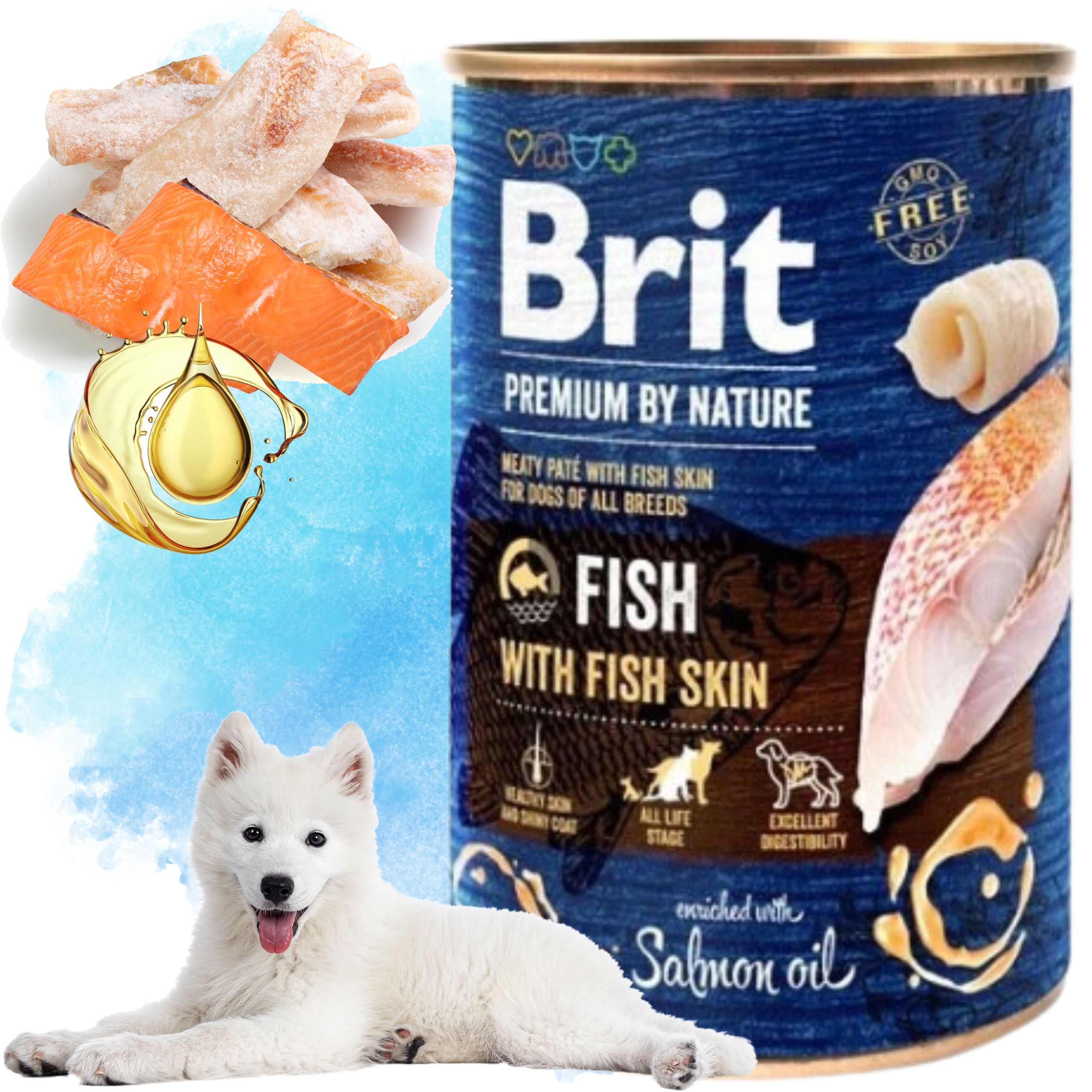 MOKRA KARMA DLA PSA Z RYBAMI BRIT PREMIUM BY NATURE 400 G FISH&amp;FISH SKIN