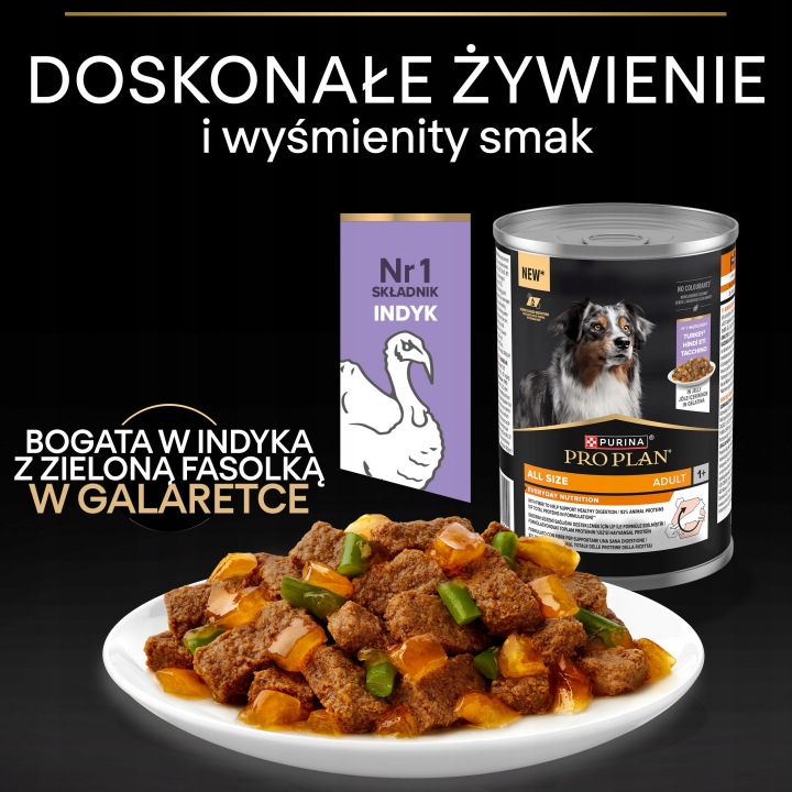 Mokra karma dla psa Purina PRO PLAN ALL SIZE ADULT DOG WET Indyk zestaw 2+1