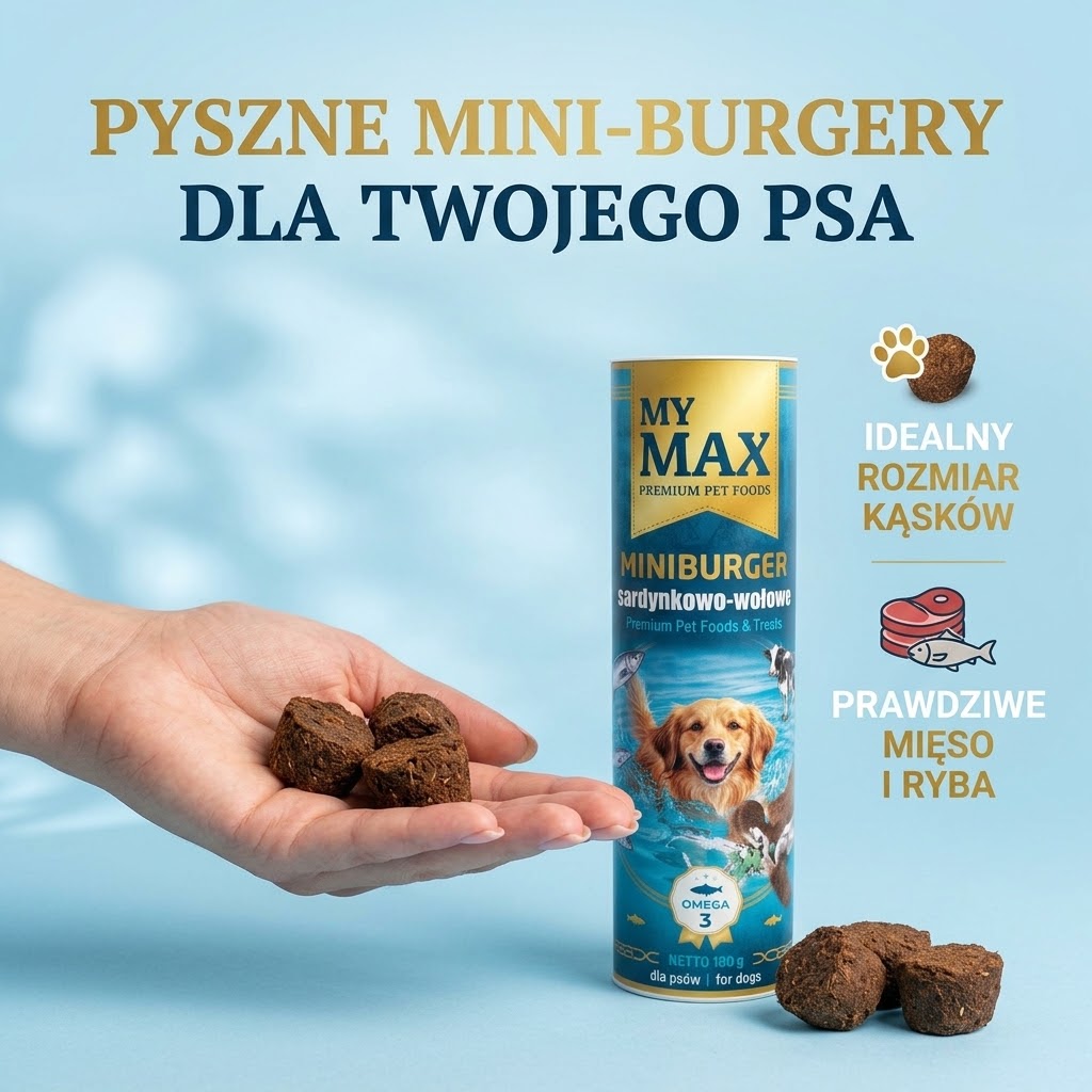 Przysmaki dla psów My Max Miniburger sardynkowo-wołowy 180g miękkie smaczki