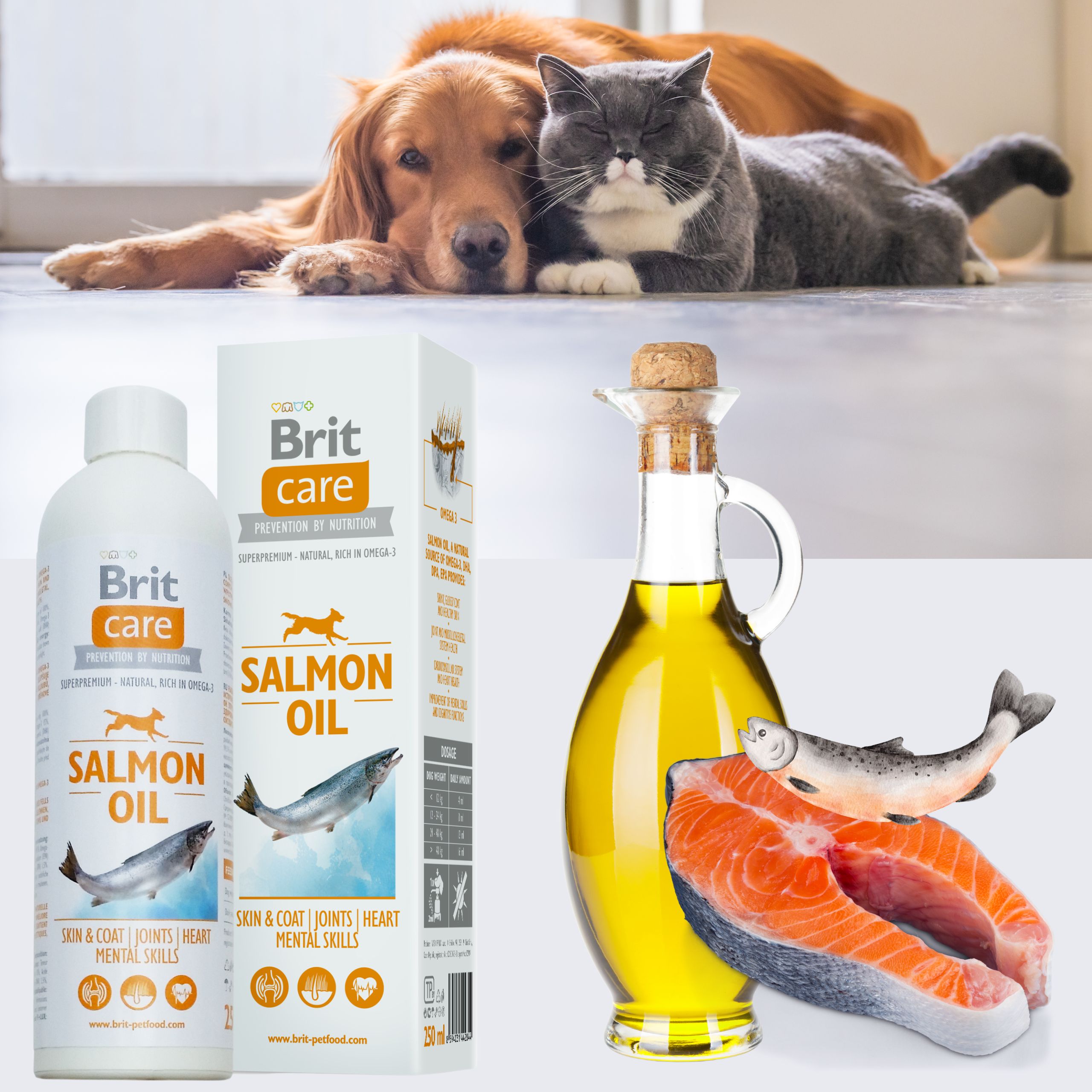 BRIT CARE SALMON OLEJ Z ŁOSOSIA DLA PSA I KOTA 250 ML Omega-3 NA ODPORNOŚĆ