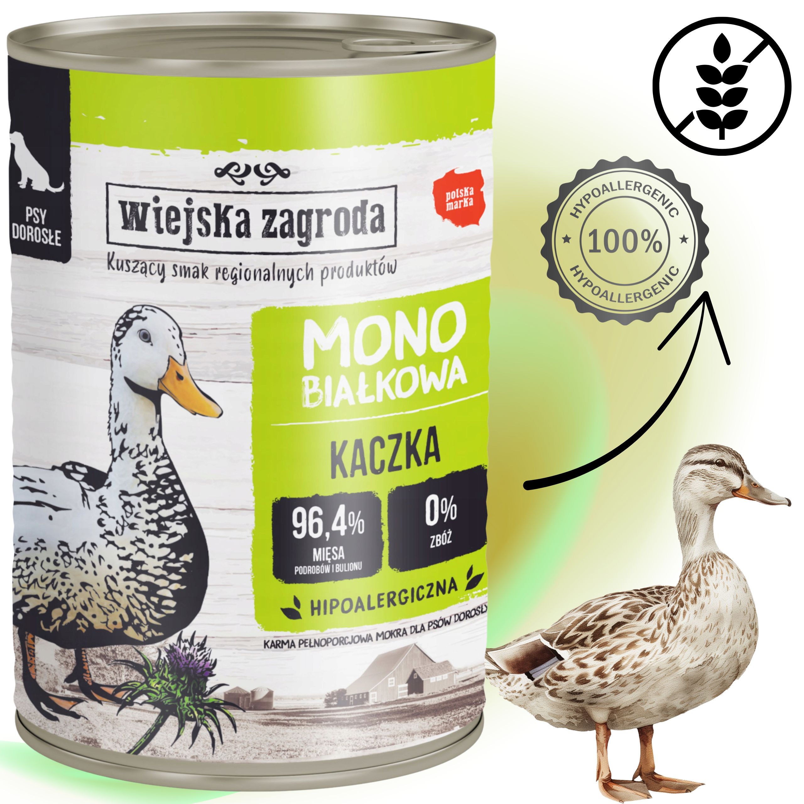 Mokra karma dla psa Monobiałkowa Kaczka 400g Wiejska Zagroda hipoalergiczna