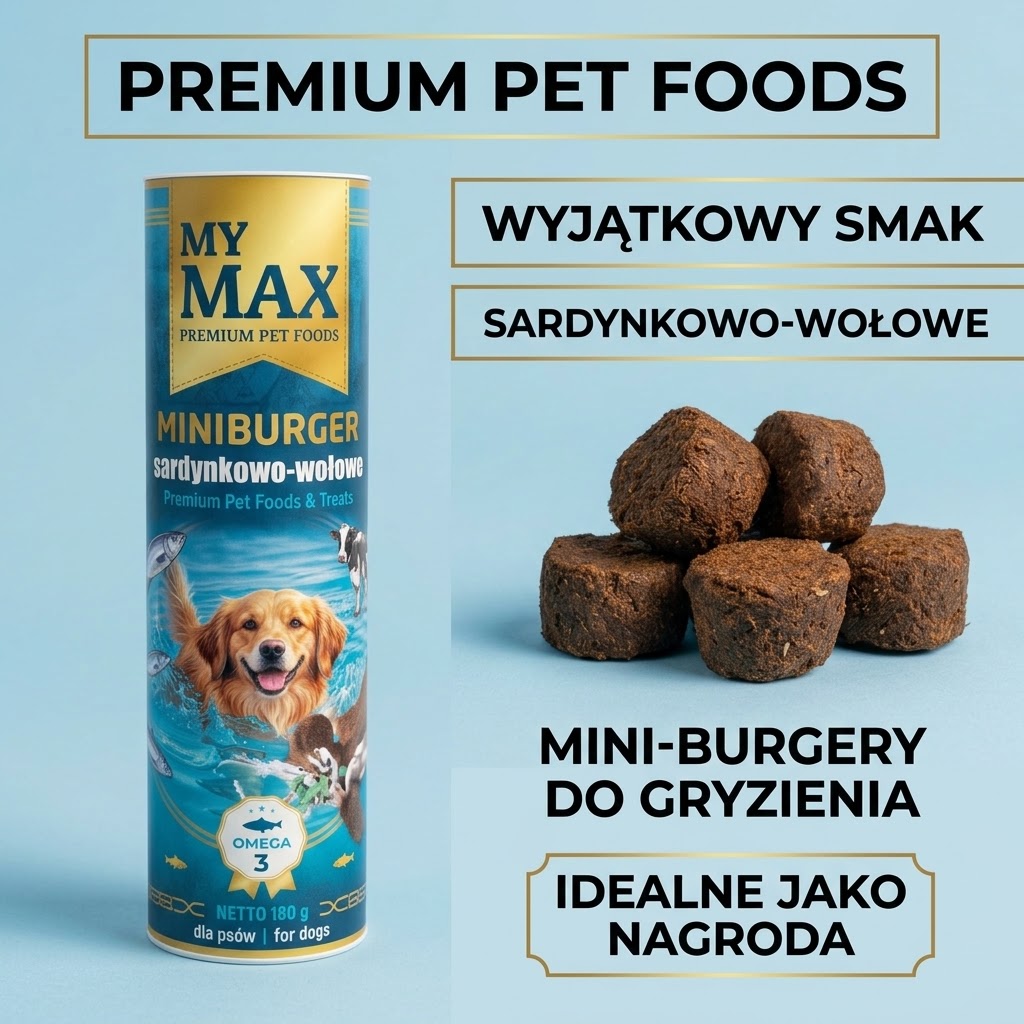Przysmaki dla psów My Max Miniburger sardynkowo-wołowy 180g miękkie smaczki