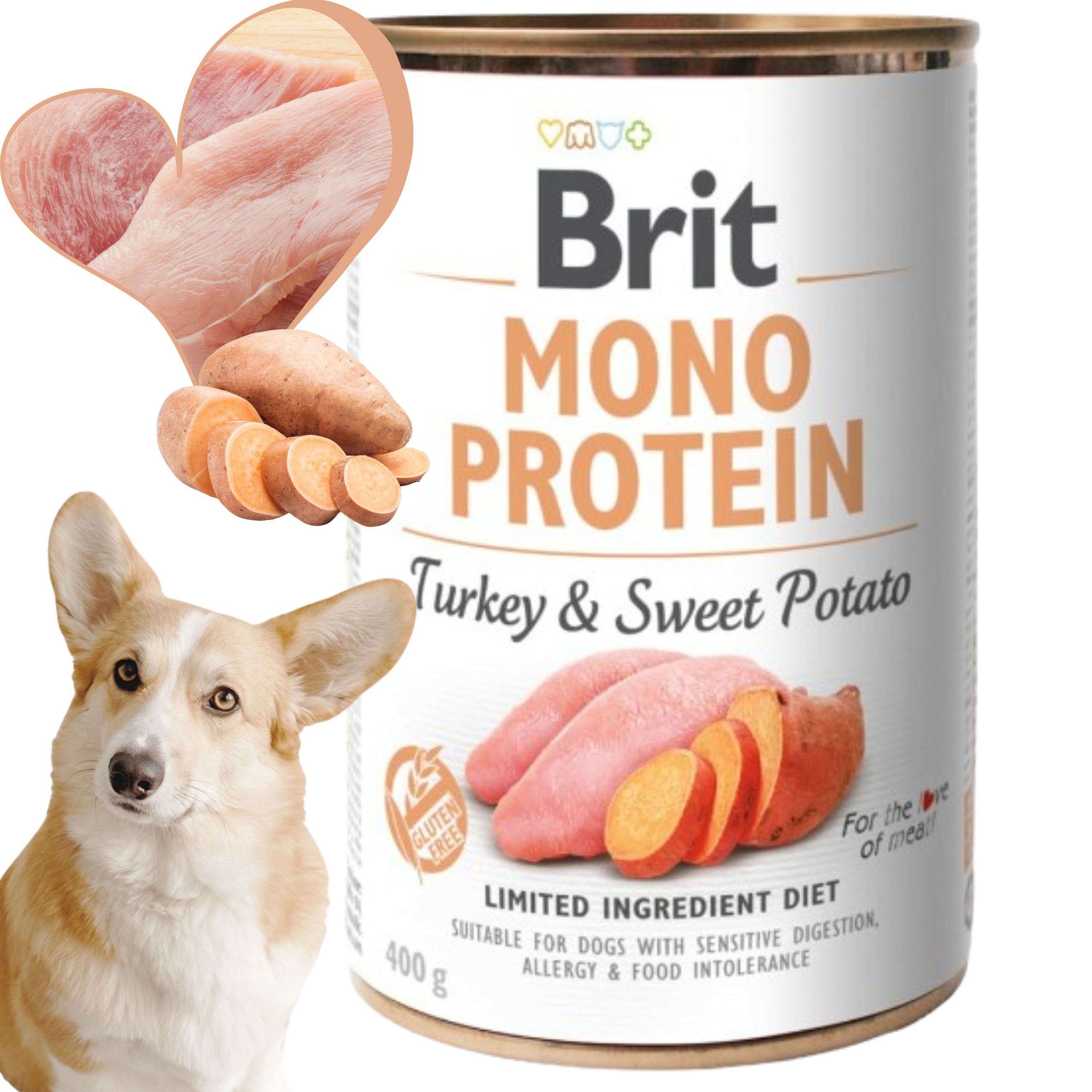 MOKRA KARMA DLA PSA BRIT MONO PROTEIN TURKEY & SWEET POTATO 400G INDYK