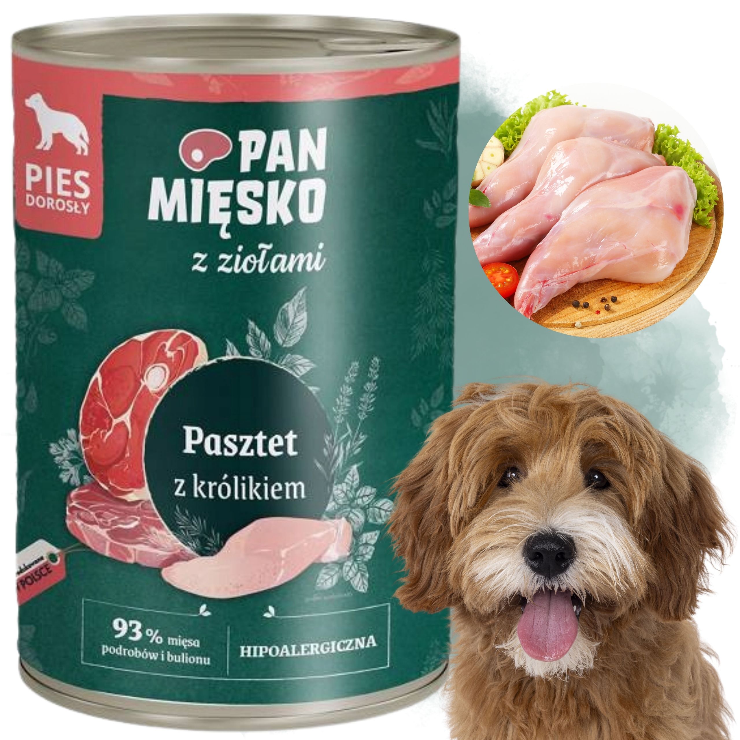 Mokra karma dla psa Pasztet królik z ziołami Pan Mięsko Hipoalergiczna 400g