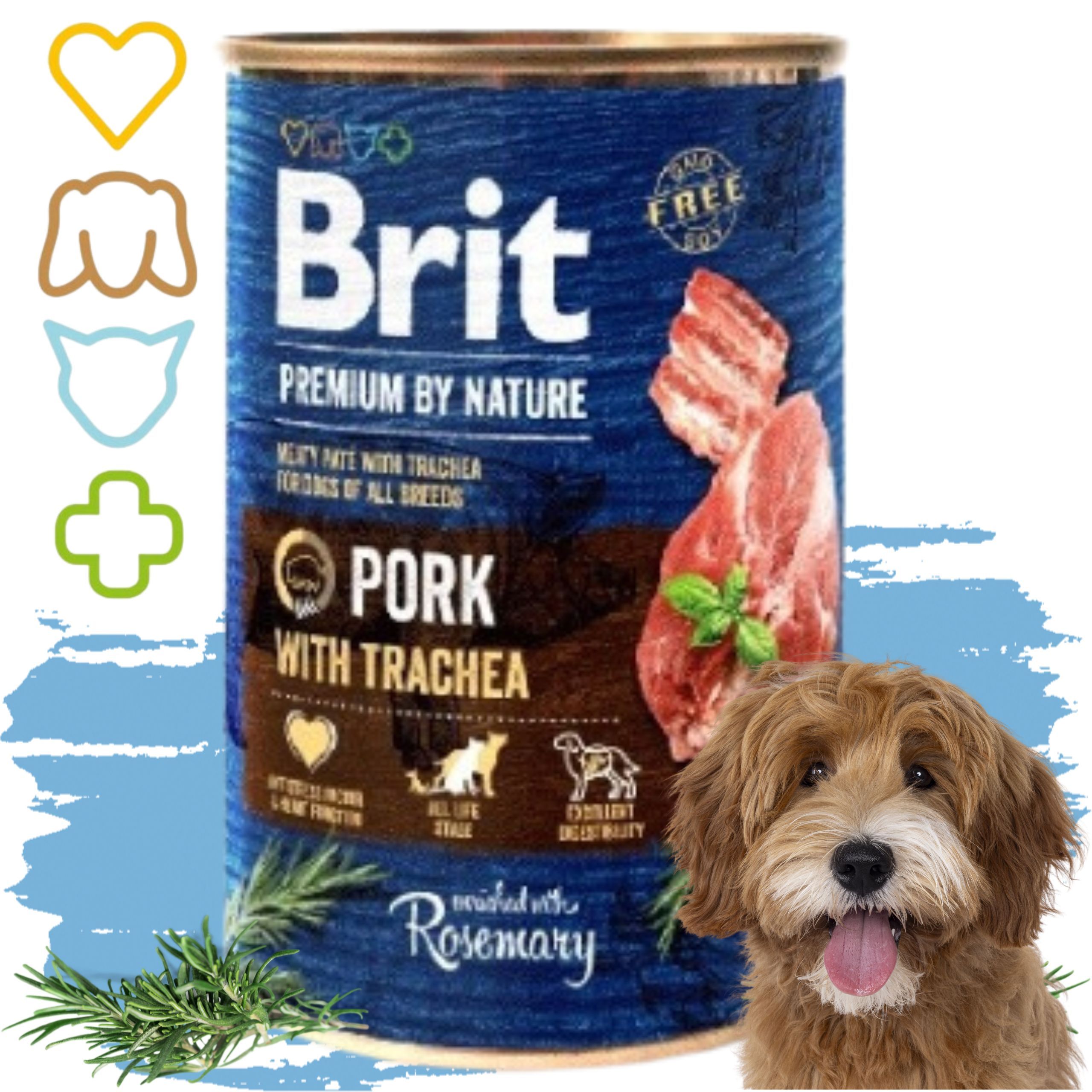 MOKRA KARMA DLA PSA Z WIEPRZOWINĄ BRIT PREMIUM BY NATURE 400G PORK &amp;TRACHEA
