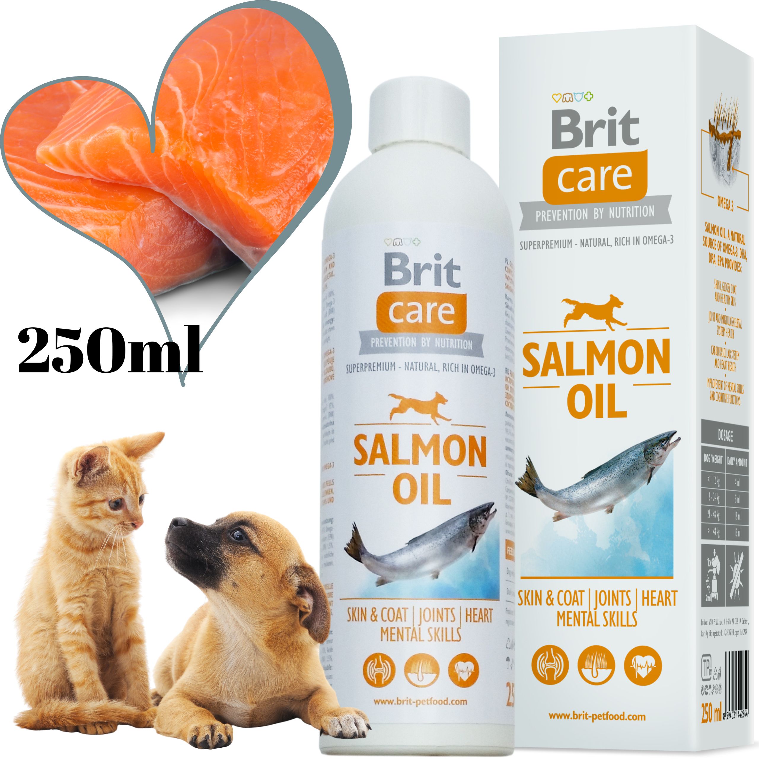 BRIT CARE SALMON OLEJ Z ŁOSOSIA DLA PSA I KOTA 250 ML Omega-3 NA ODPORNOŚĆ