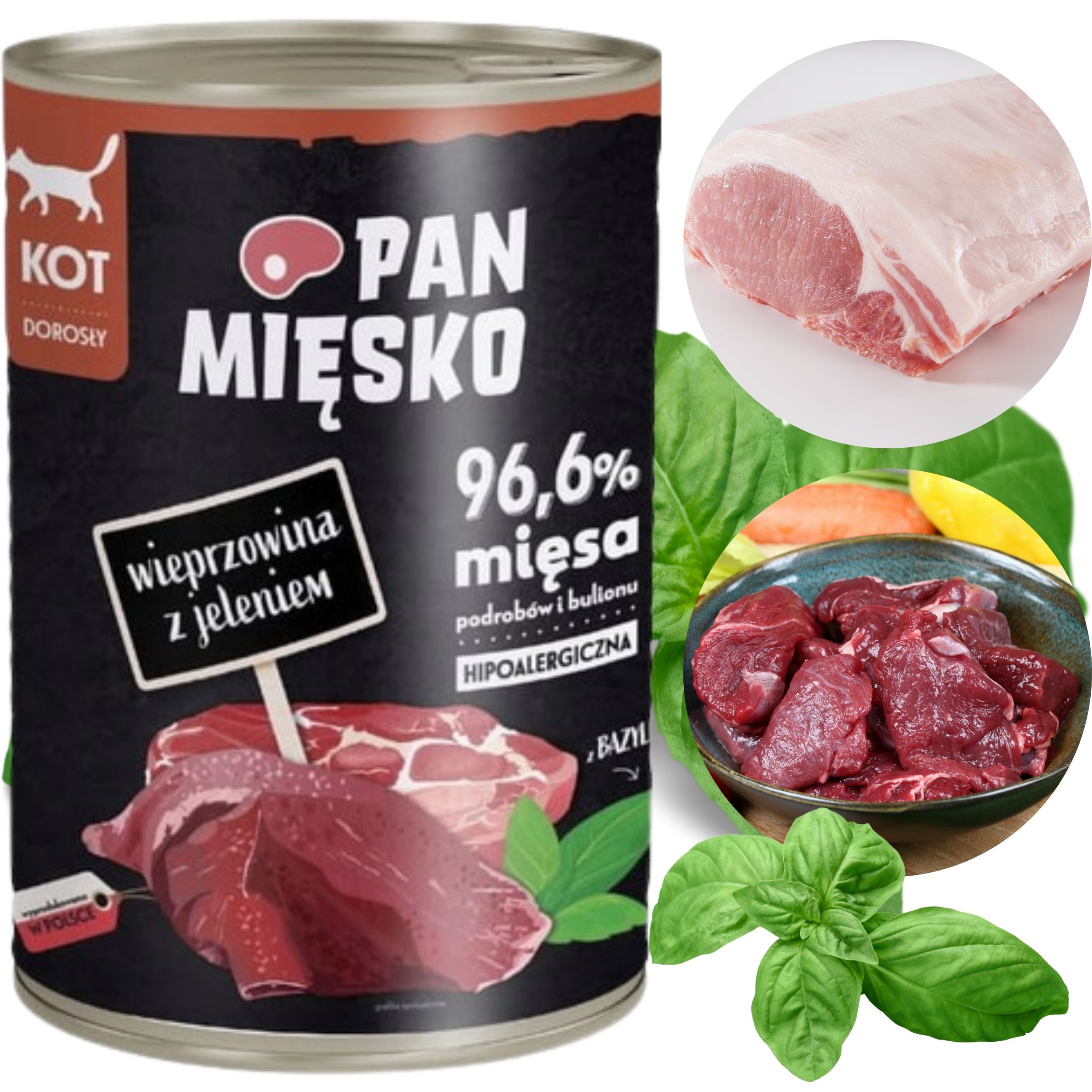 Karma mokra dla kota Wieprzowina z jeleniem Pan Mięsko Hipoalergiczna 400g