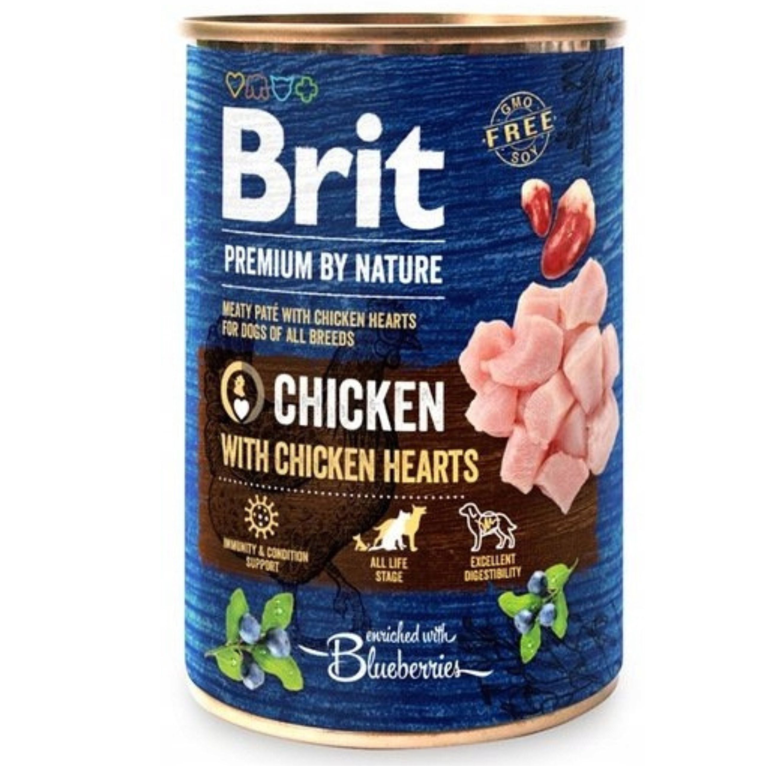 MOKRA KARMA DLA PSA KURCZAK BRIT PREMIUM BY NATURE 400 G CHICKEN&amp;HEARTS