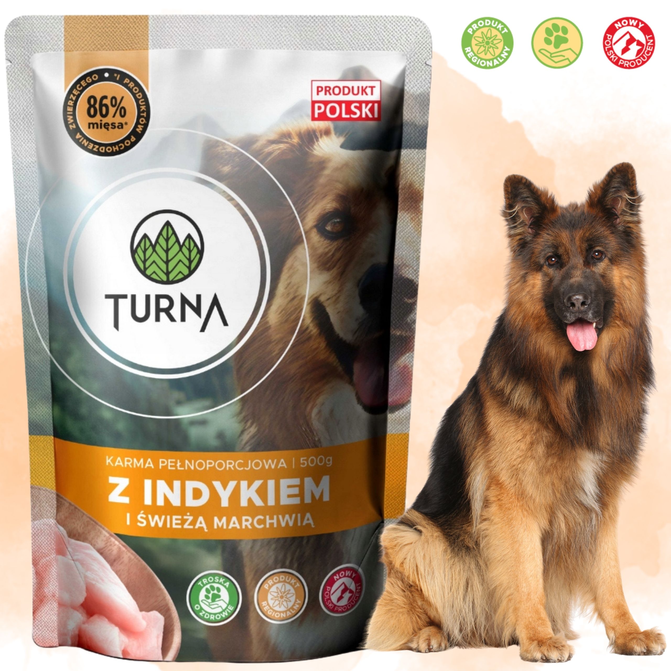 Mokra karma dla psa indyk TURNA 500g karmy na nadwrażliwość psów naturalna