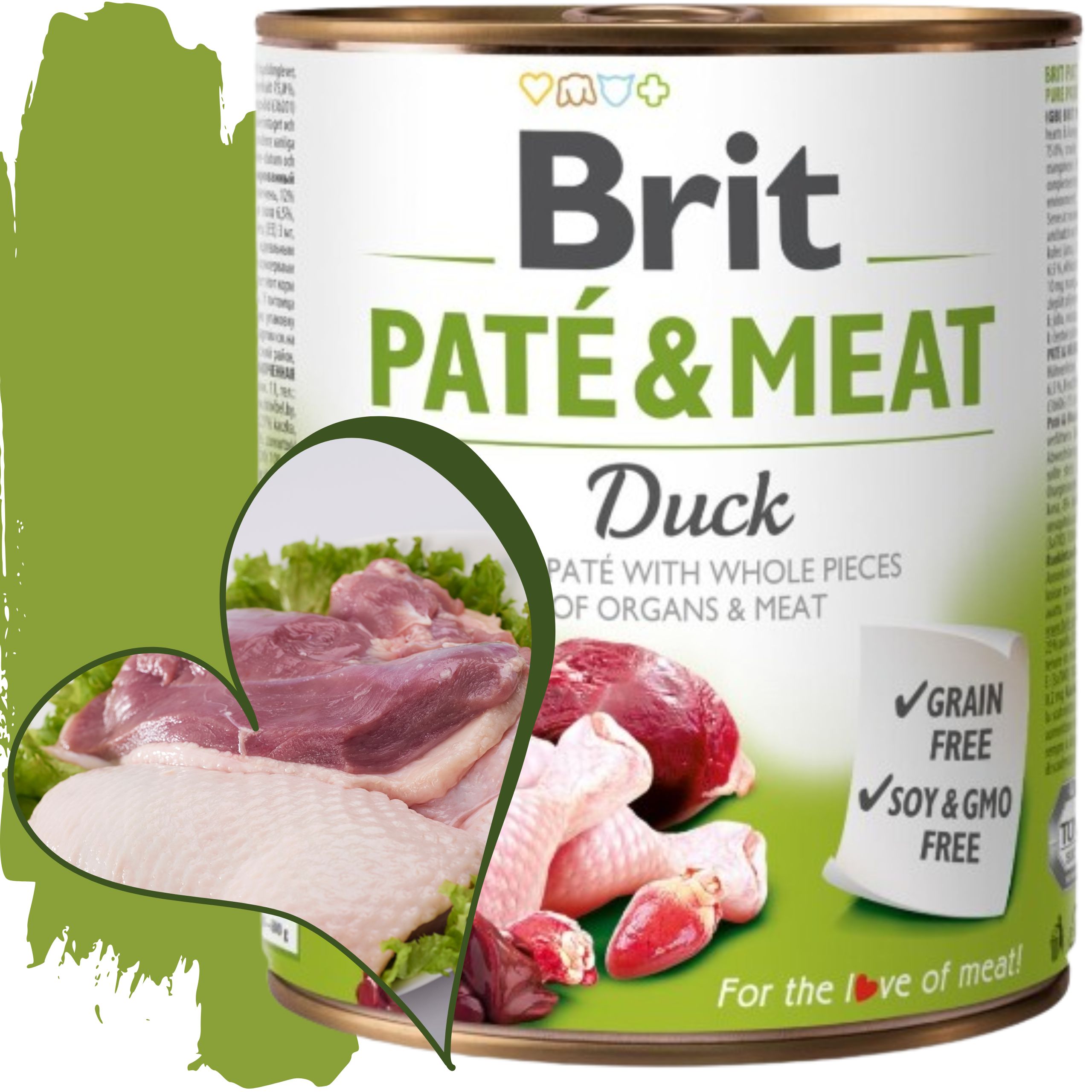 MOKRA KARMA DLA PSA Z KACZKĄ BRIT PATE&amp;MEAT DUCK 800 G BEZZBOŻOWA PUSZKA