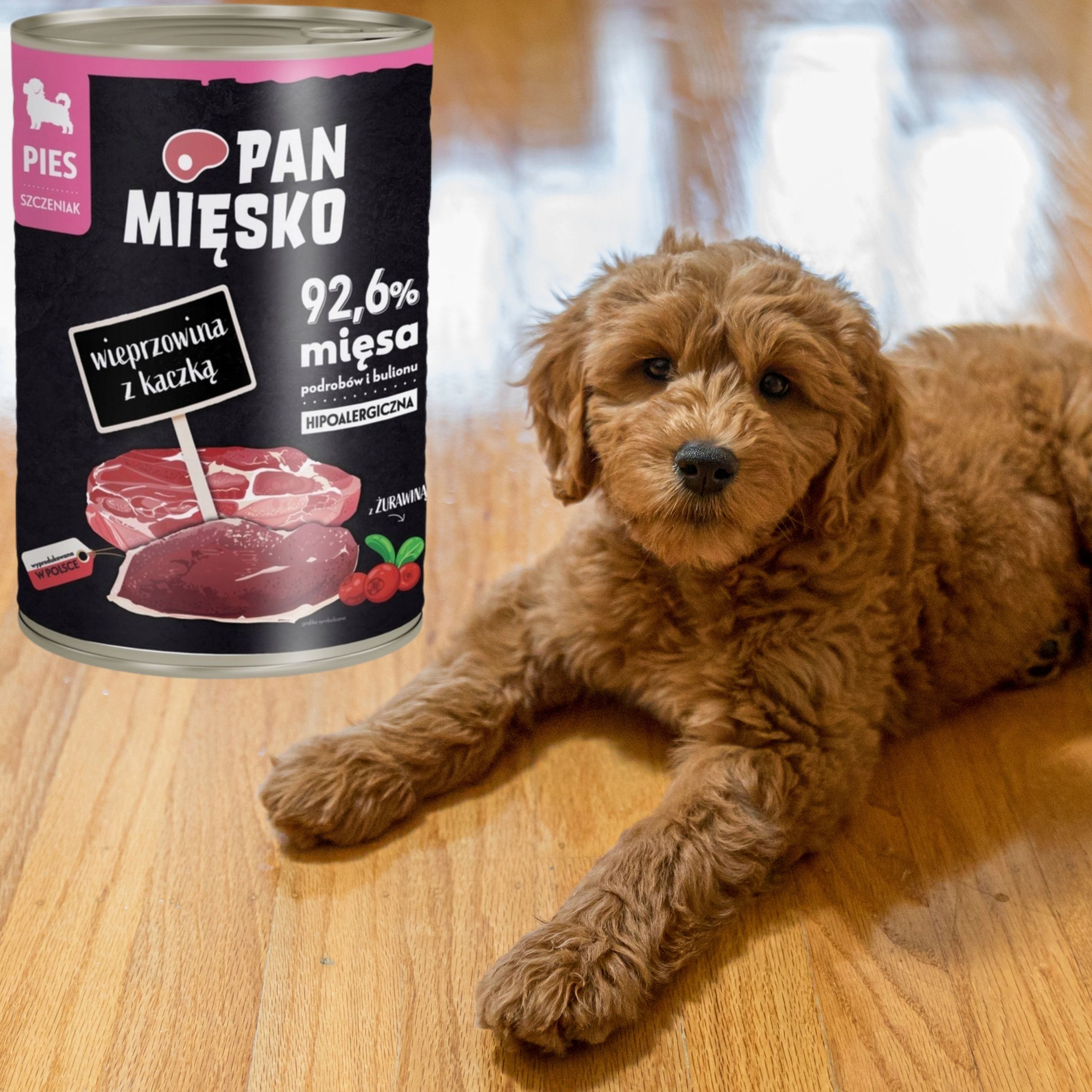 Karma dla psa Wieprzowina z kaczką Pan Mięsko hipoalergiczna junior 400g
