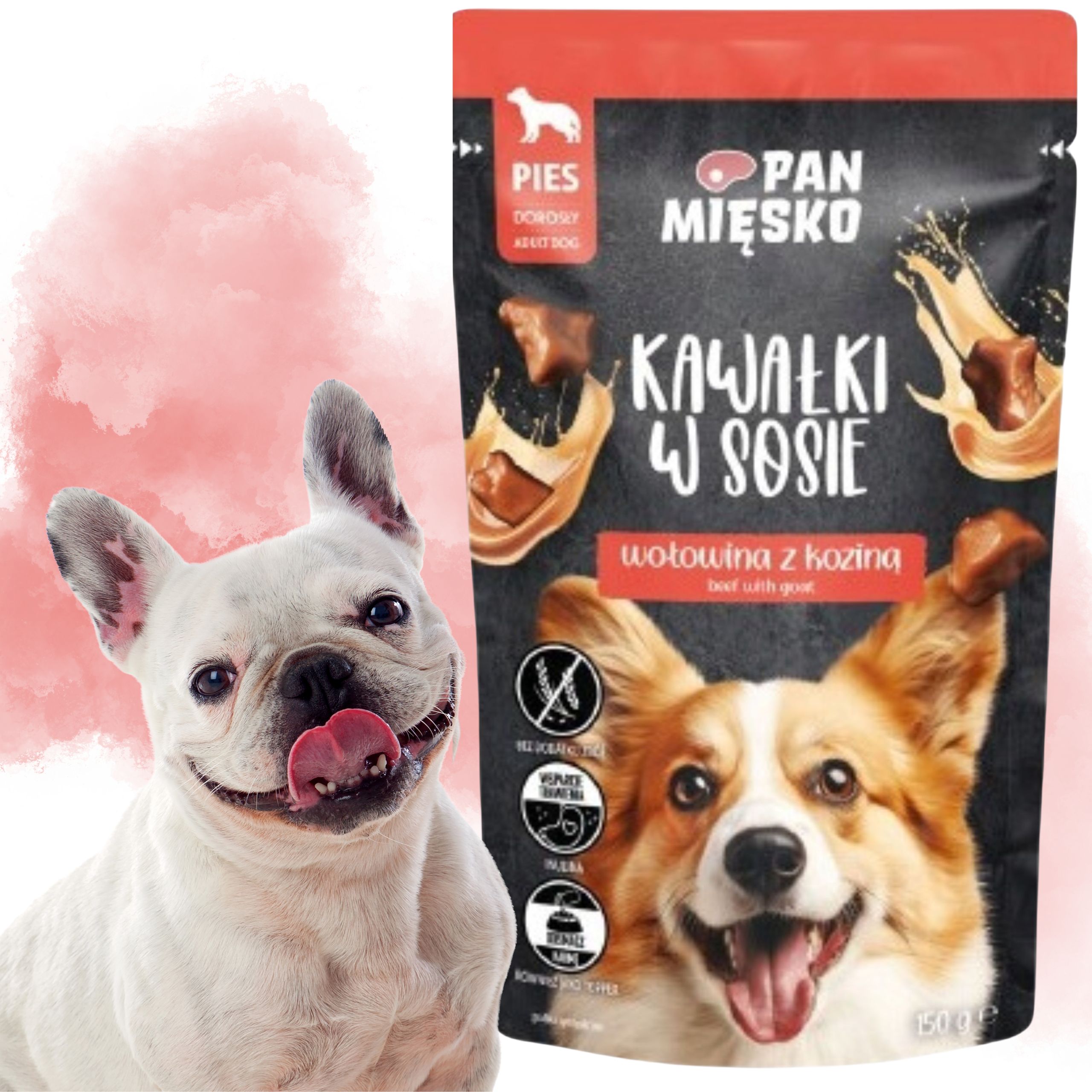 Mokra karma dla psa Kawałki mięsa Wołowina kozina Pan Mięsko 150g bez zbóż