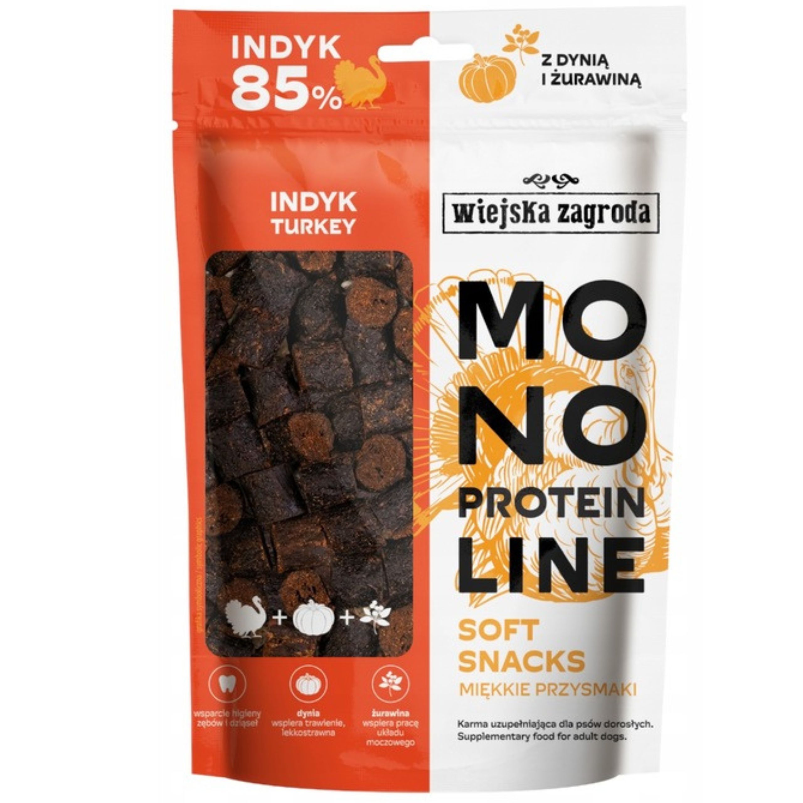Przysmaki dla psa Indyk Monoproteinowe miękkie smaczki Wiejska Zagroda 115g