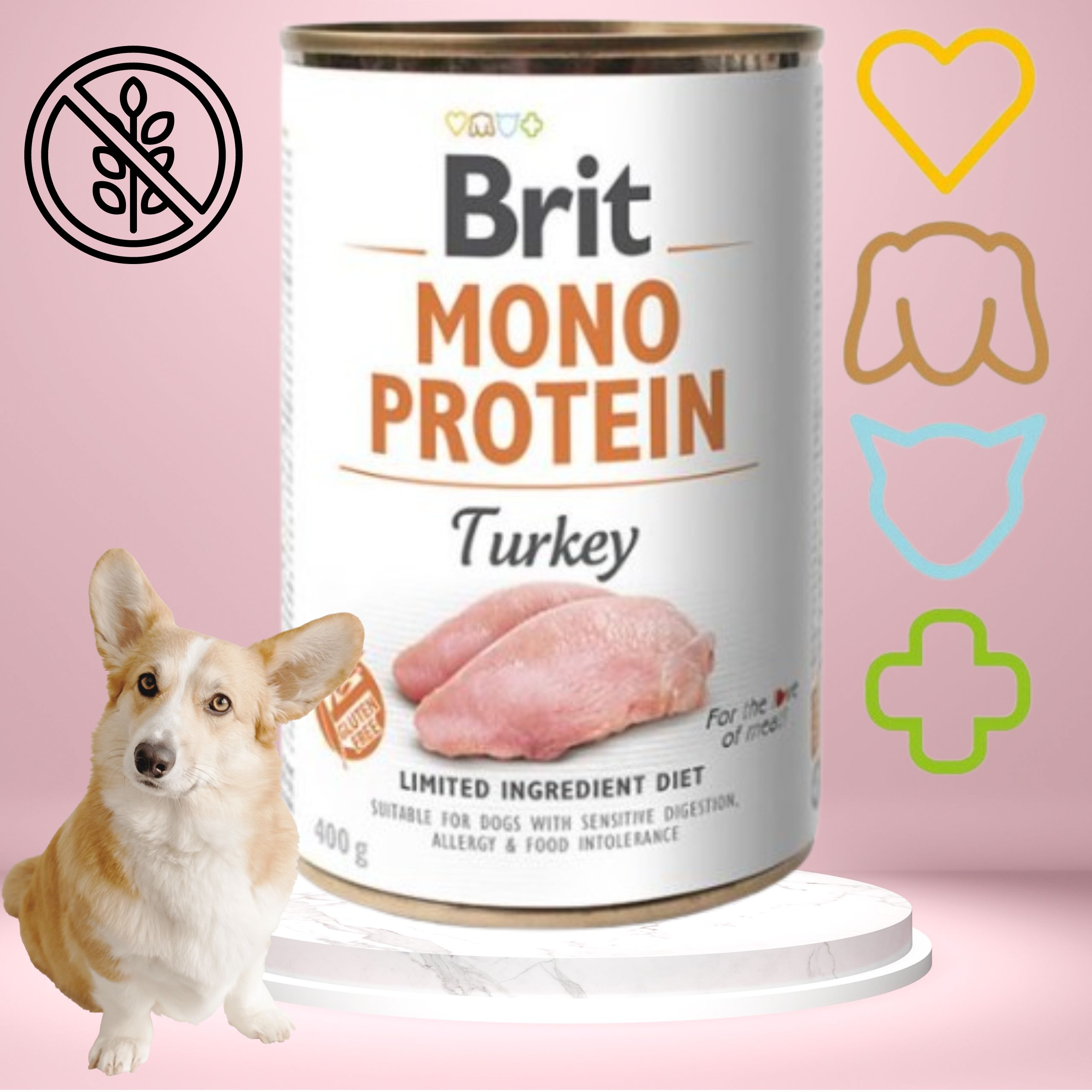 MOKRA KARMA DLA PSA BRIT MONO PROTEIN TURKEY 400 G INDYK WYSOKOBIAŁKOWA