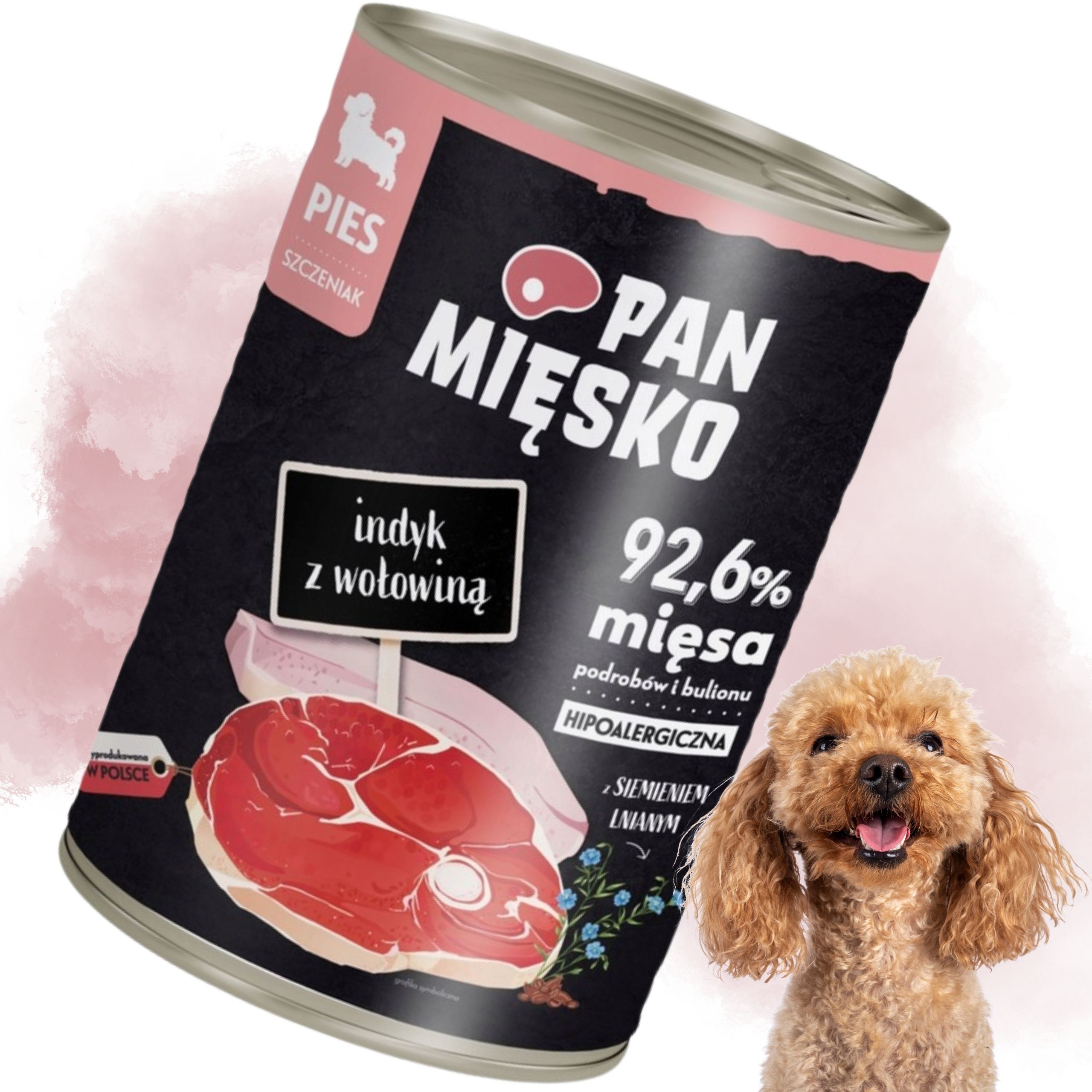 Mokra karma dla psa Indyk z wołowiną Pan Mięsko hipoalergiczna junior 400g