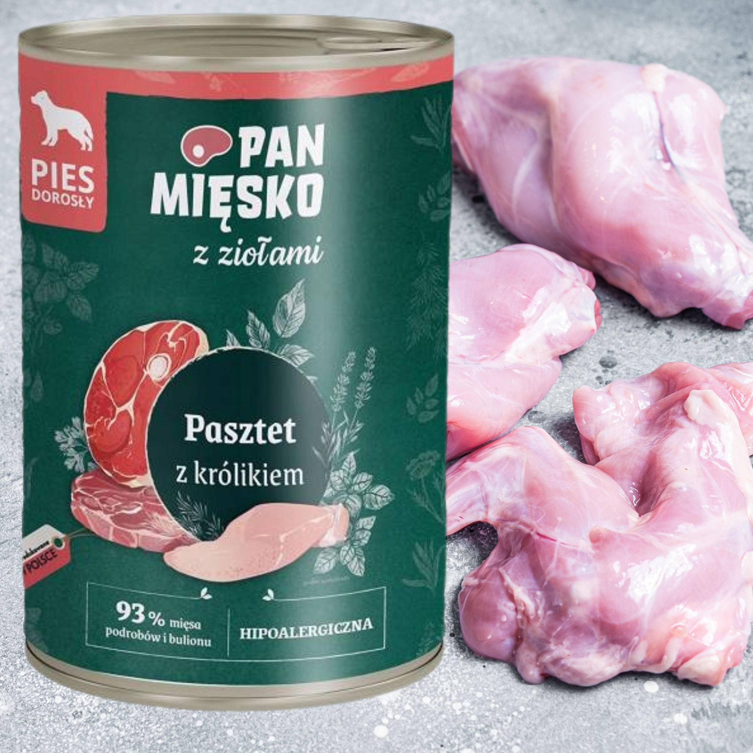 Mokra karma dla psa Pasztet królik z ziołami Pan Mięsko Hipoalergiczna 400g