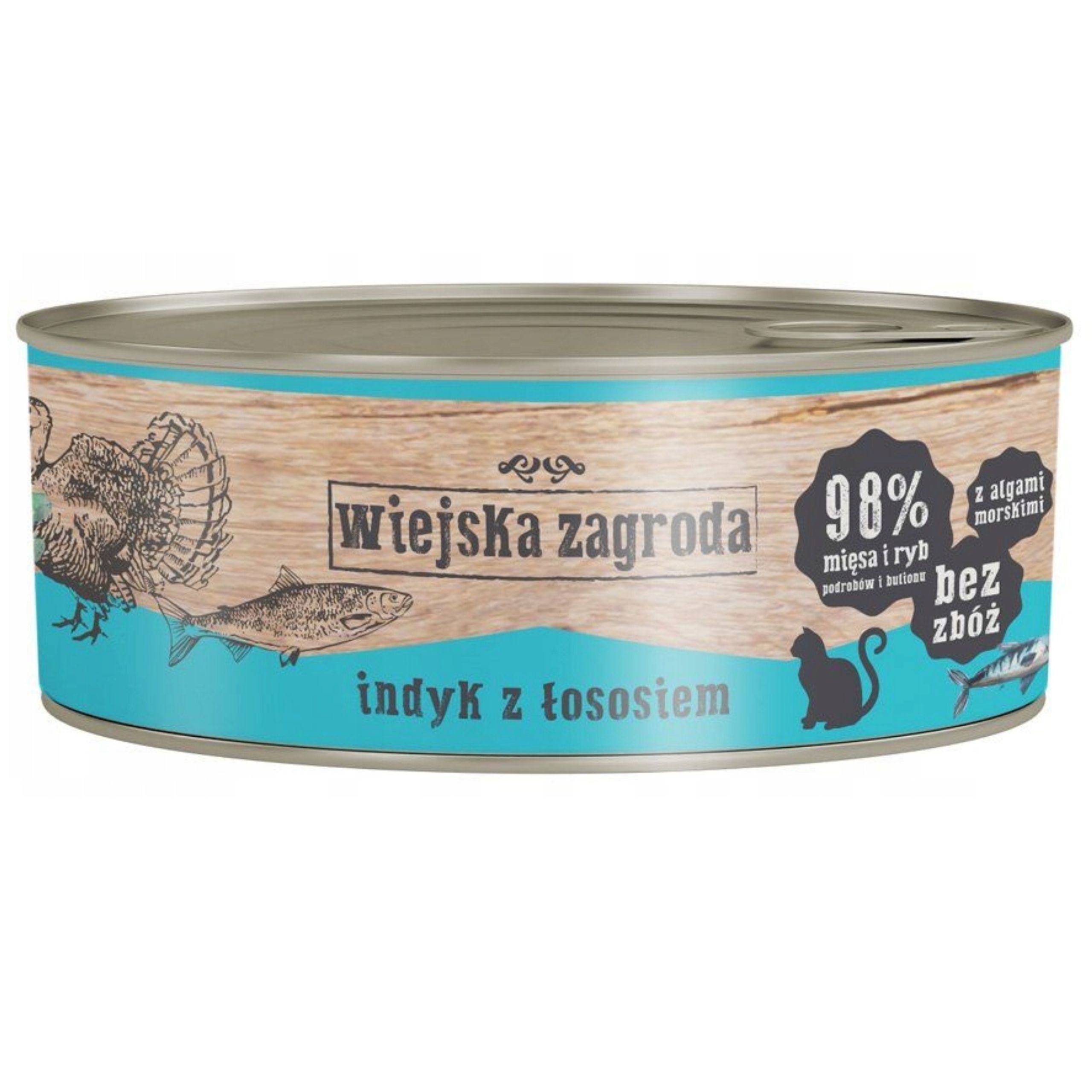 Karma mokra dla kota  Indyk z łososiem 85g Wiejska Zagroda bez zbóż i cukru