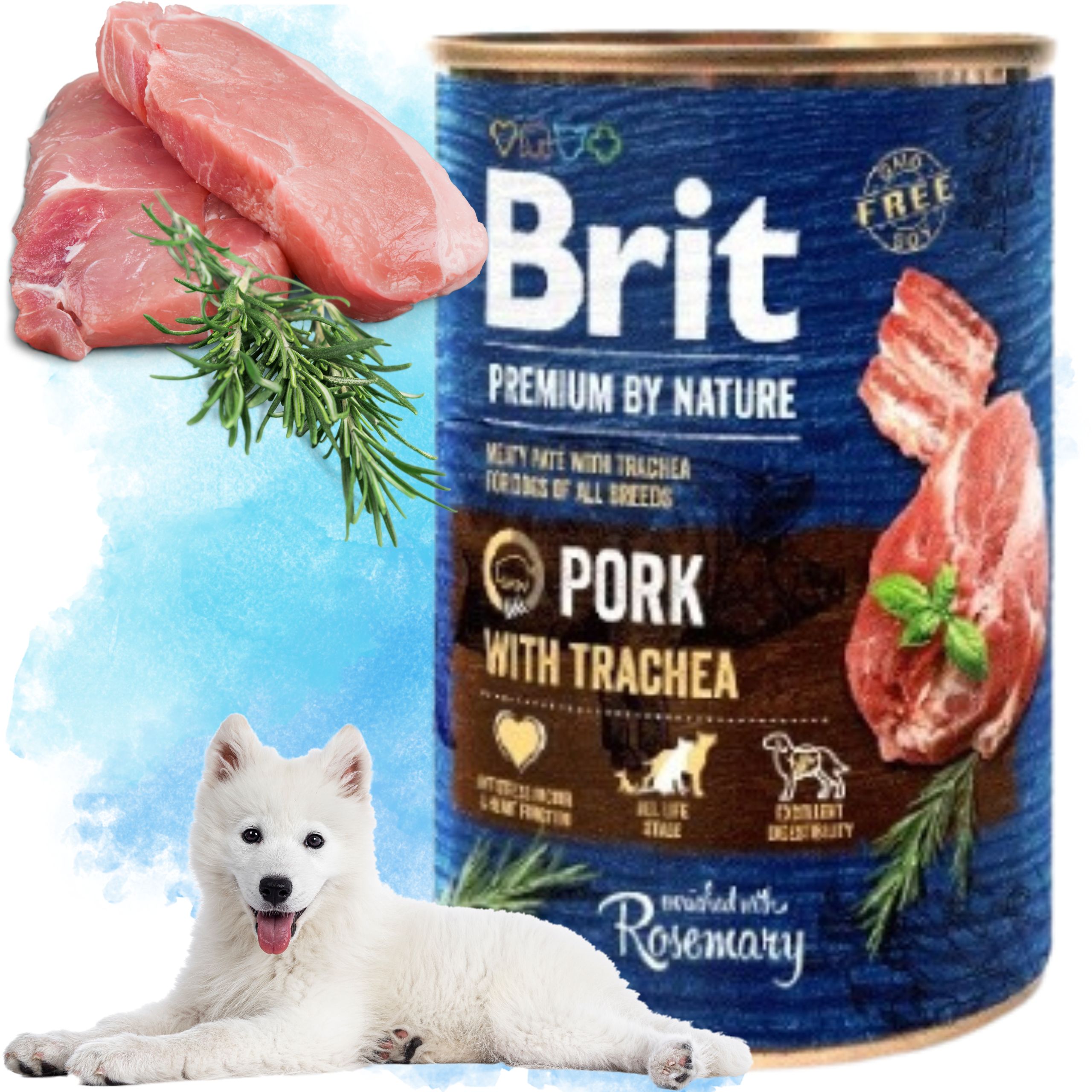 MOKRA KARMA DLA PSA Z WIEPRZOWINĄ BRIT PREMIUM BY NATURE 400G PORK &amp;TRACHEA