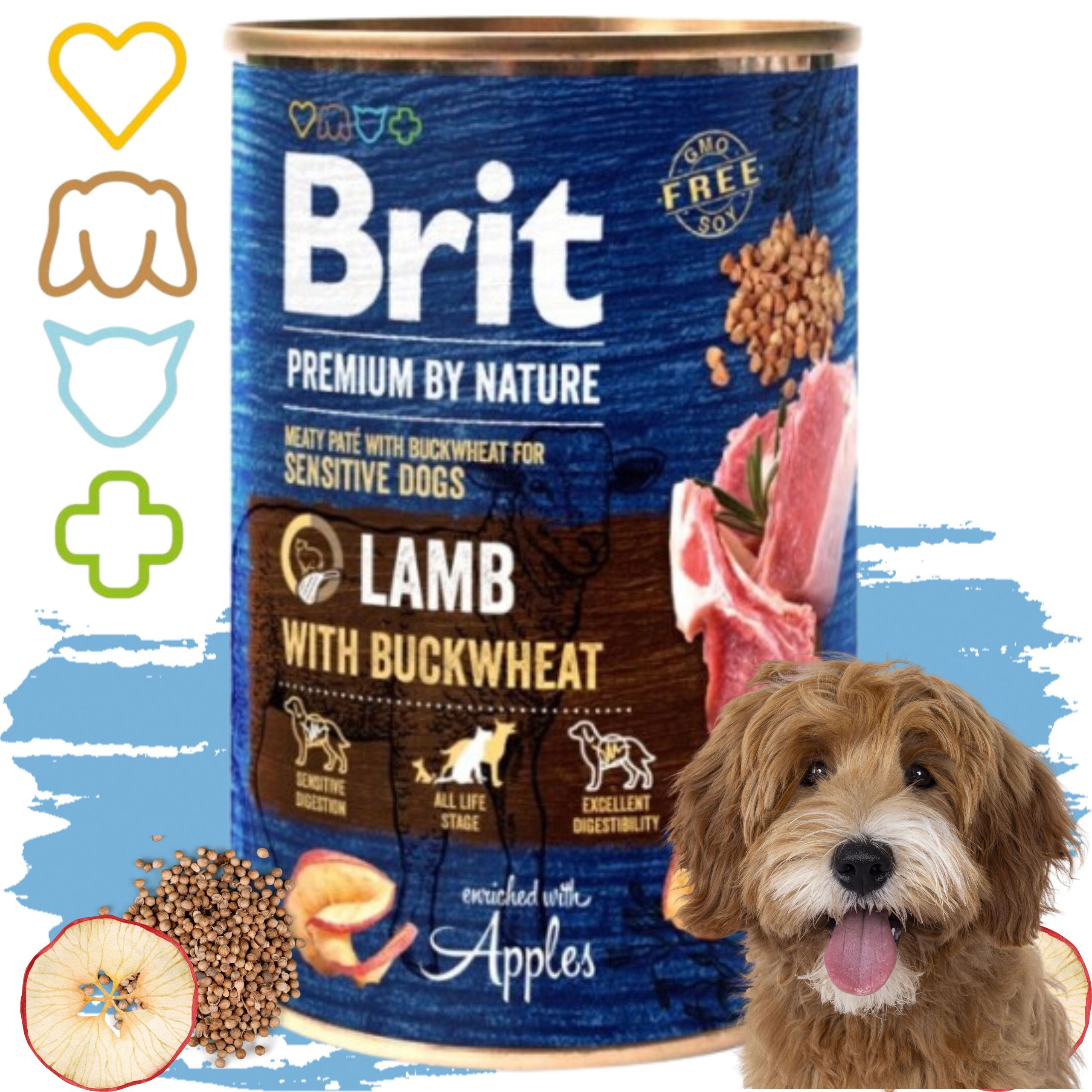 MOKRA KARMA DLA PSA JAGNIĘCINA BRIT PREMIUM BY NATURE 400G LAMB &amp; BUCKWHEAT