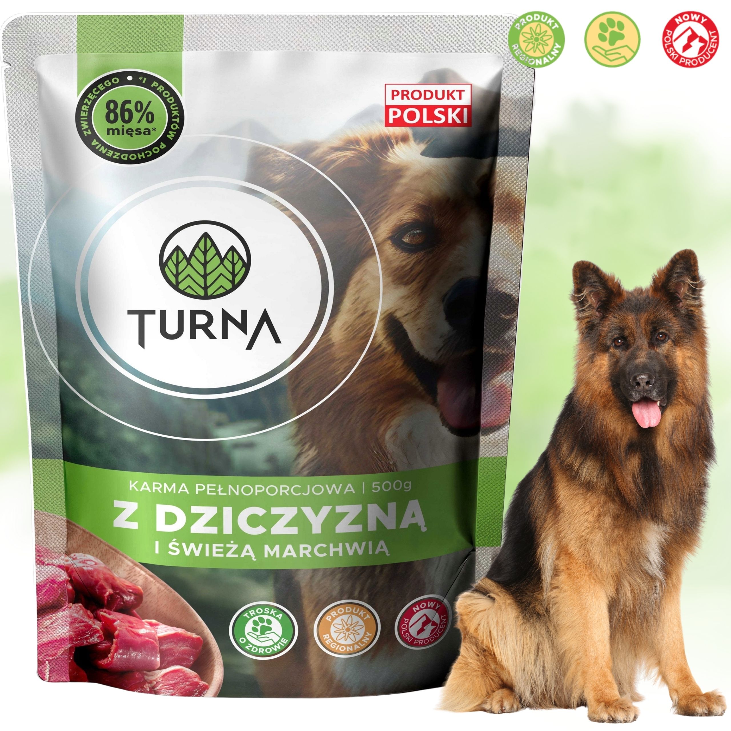 Mokra karma dla psa dziczyzna TURNA 500g odporność zdrowa skóra sierść psów