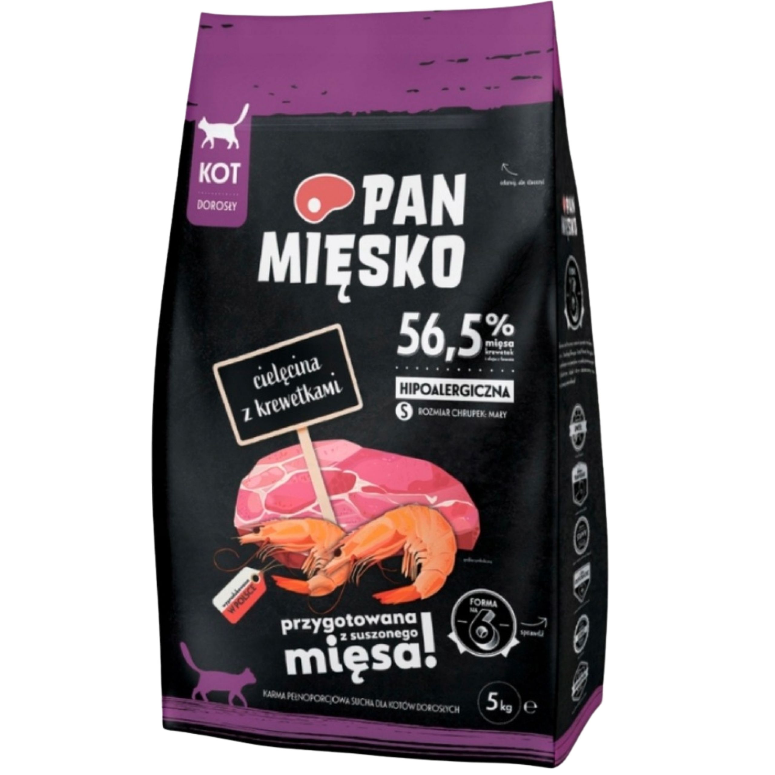 Sucha karma dla kota Cielecina krewetki Pan Mięsko hipoalergiczna S 5 kg