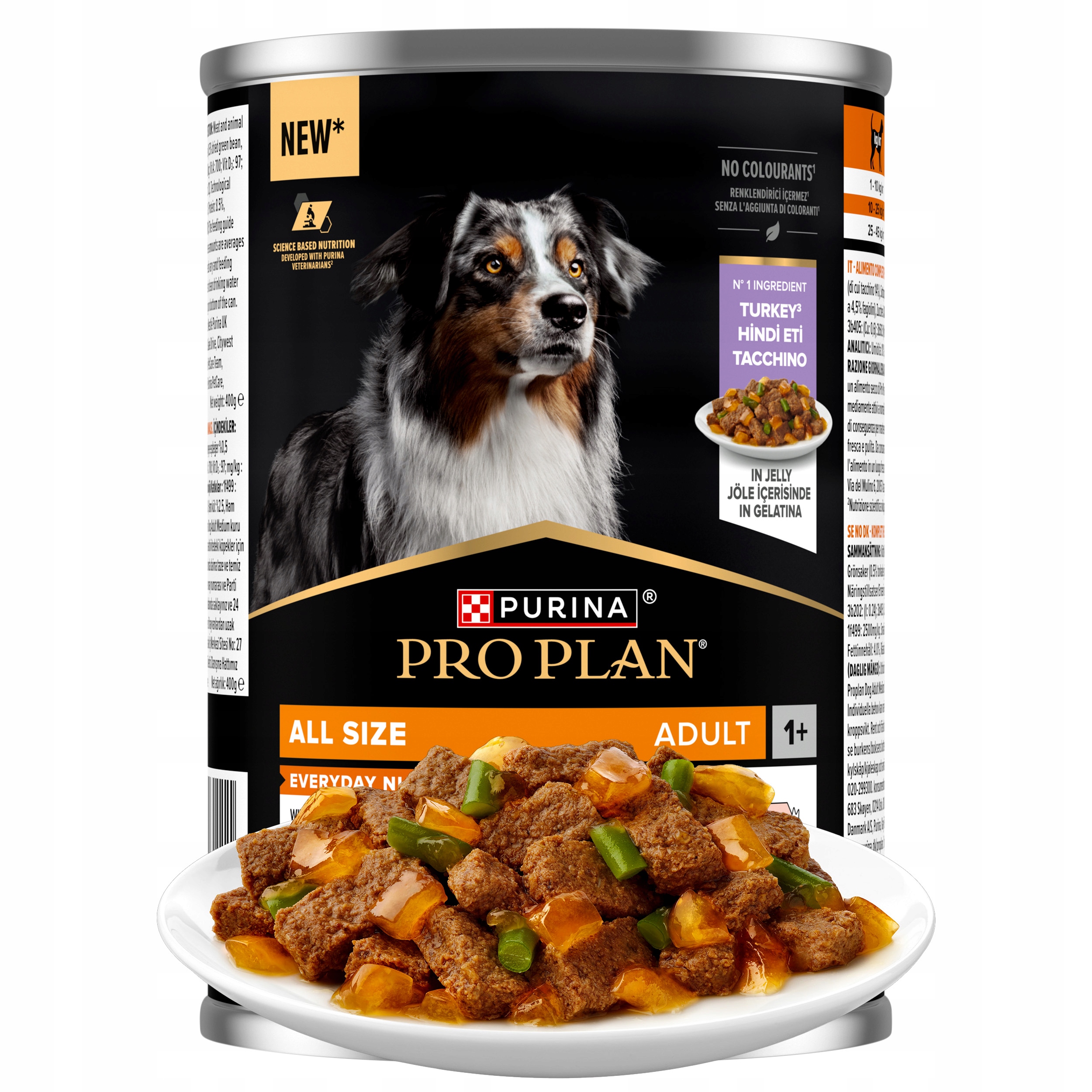 Mokra karma dla psa Purina PRO PLAN ALL SIZE ADULT DOG WET Indyk zestaw 2+1