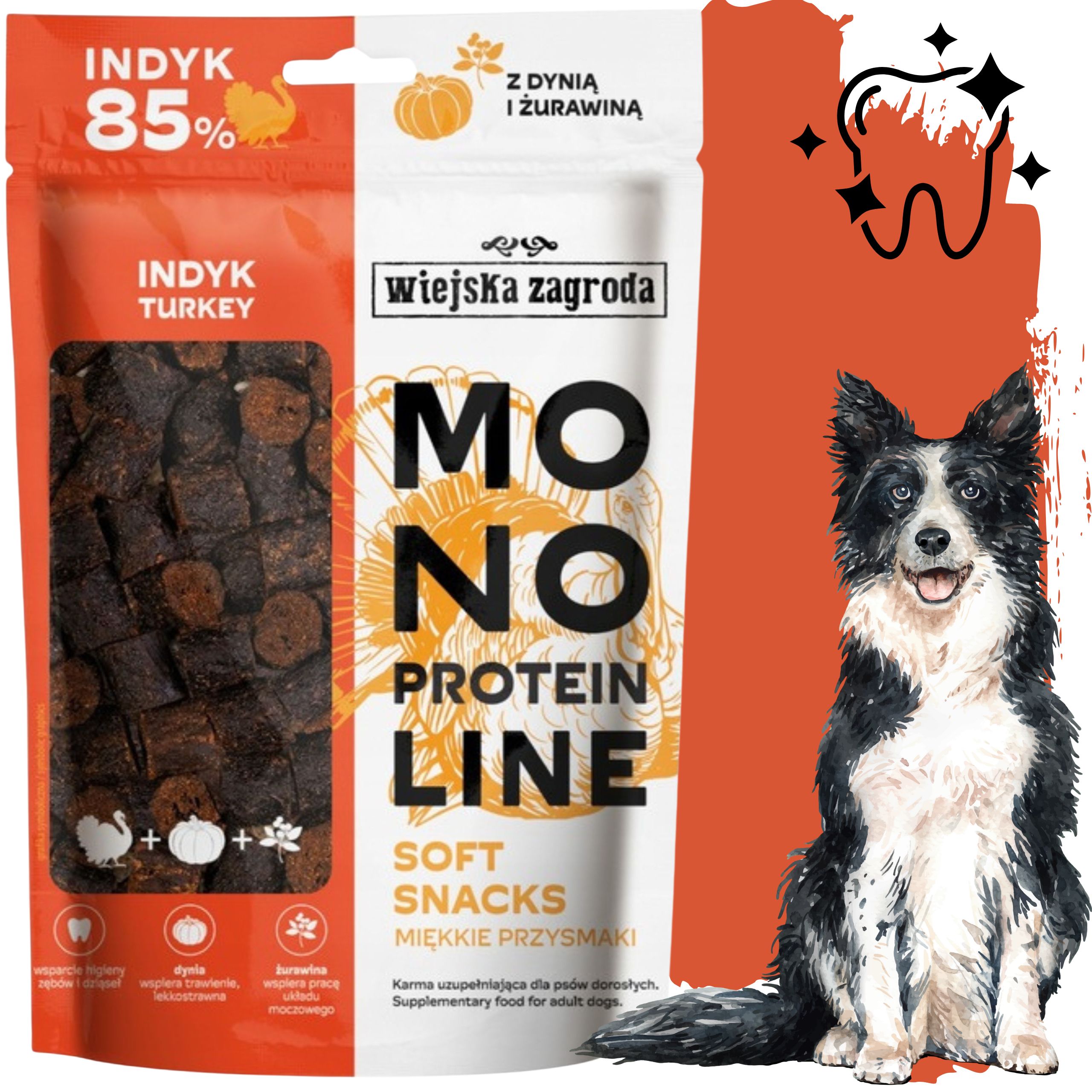 Przysmaki dla psa Indyk Monoproteinowe miękkie smaczki Wiejska Zagroda 115g