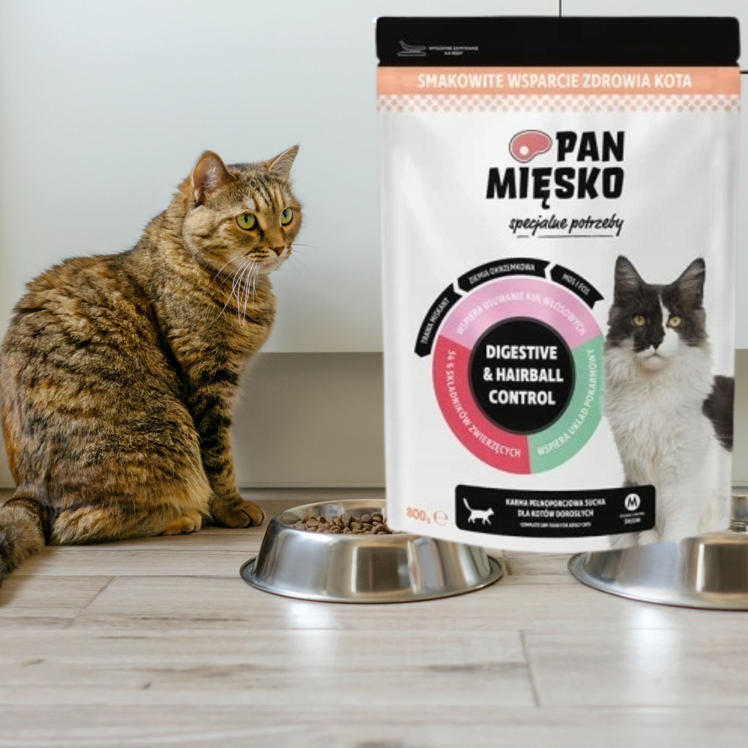 SUCHA KARMA DLA KOTA Pan Mięsko DIGESTIVE & Hairball Control 800 g SPECJAL