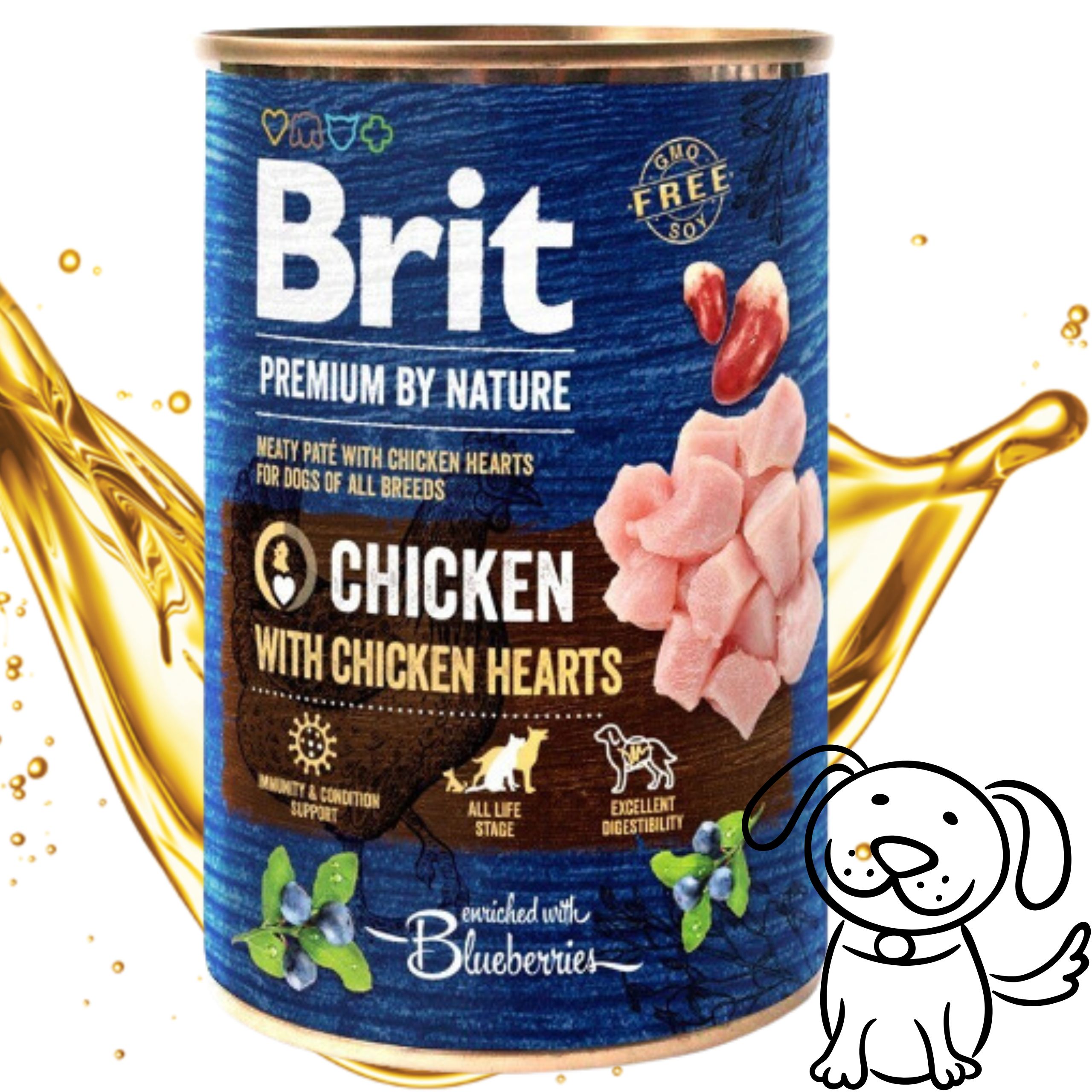 MOKRA KARMA DLA PSA KURCZAK BRIT PREMIUM BY NATURE 400 G CHICKEN&HEARTS