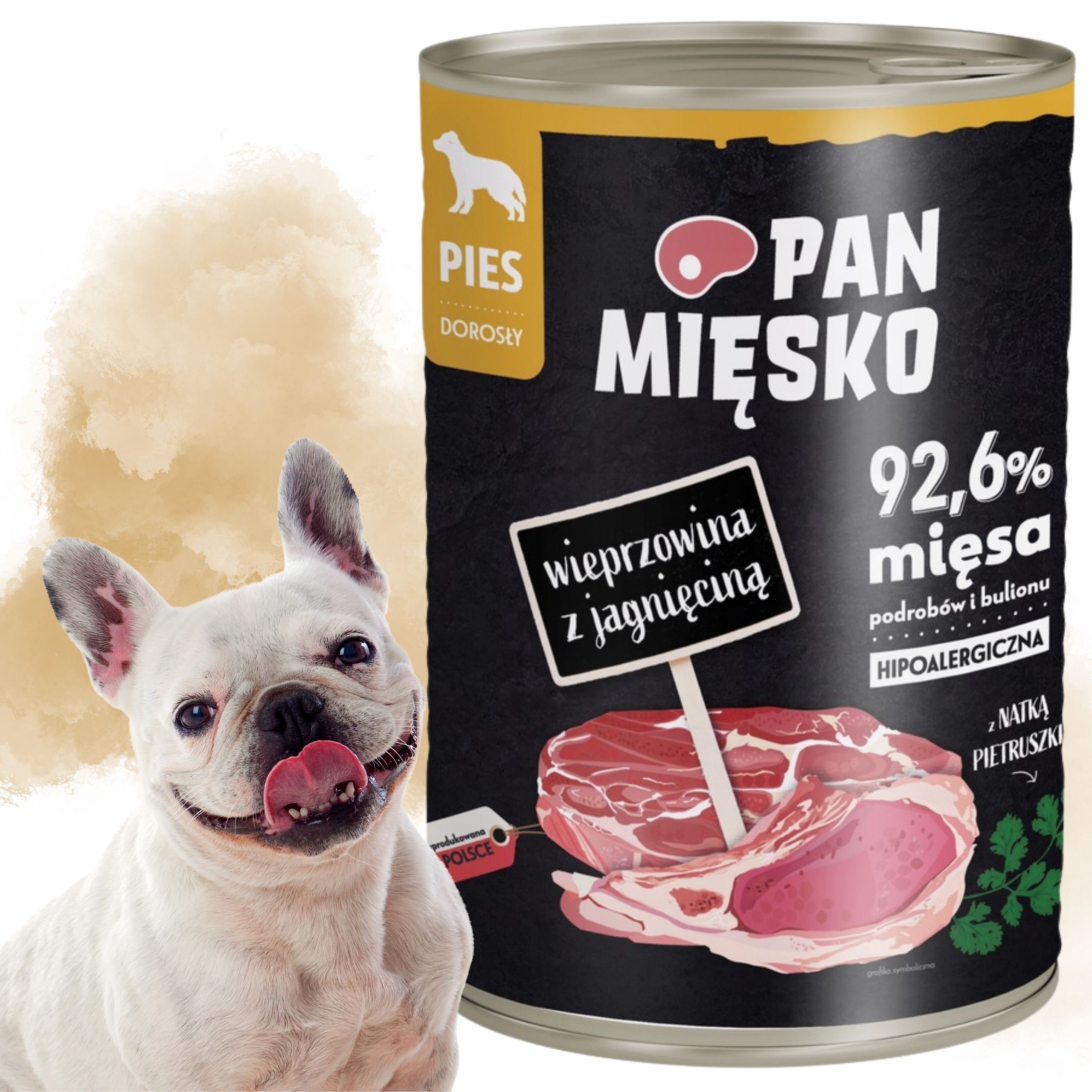 Mokra karma dla psa Wieprzowina z jagnięciną Pan Mięsko hipoalergiczna 400g