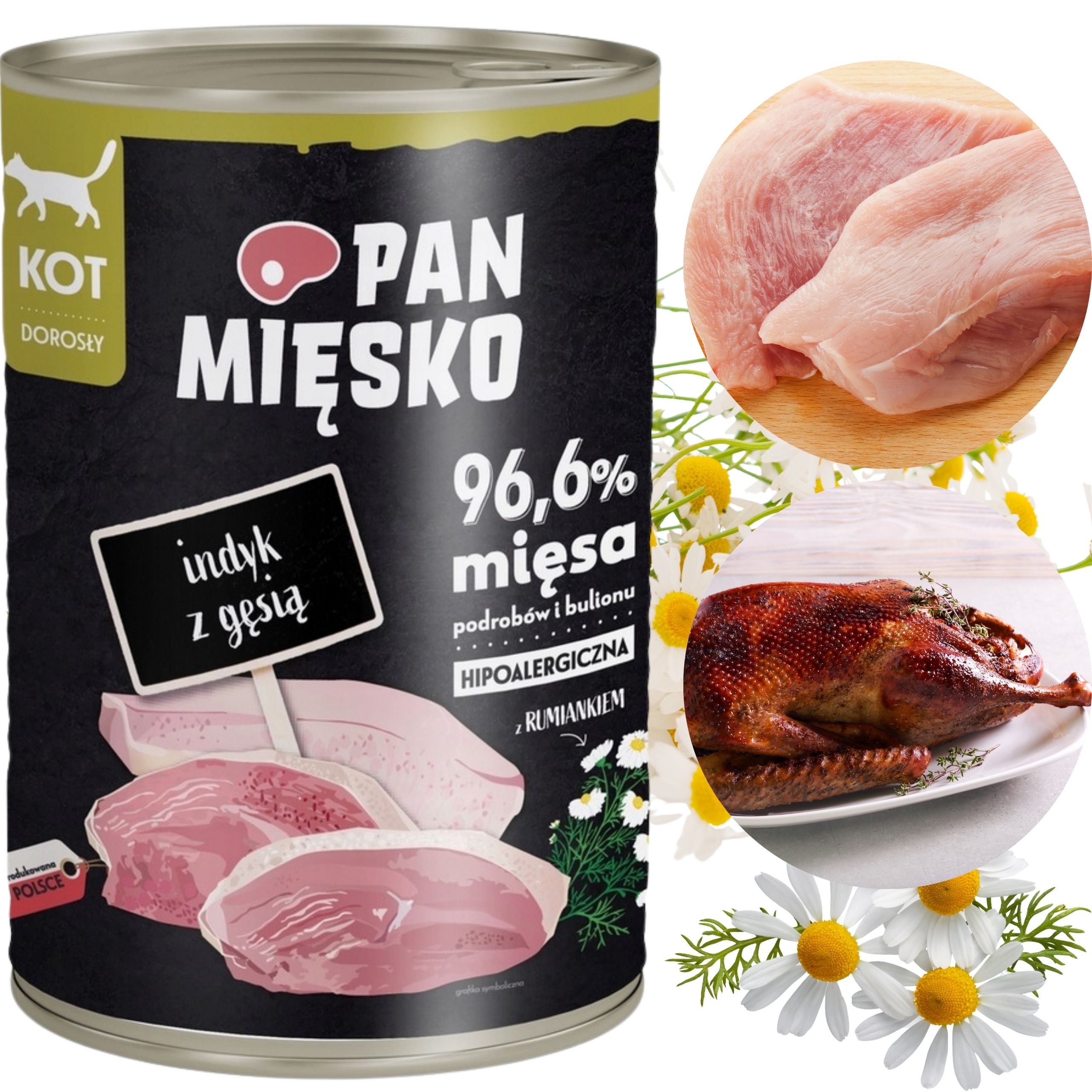 Karma mokra dla kota Indyk z gęsią Pan Mięsko Hipoalergiczna 400g alergia