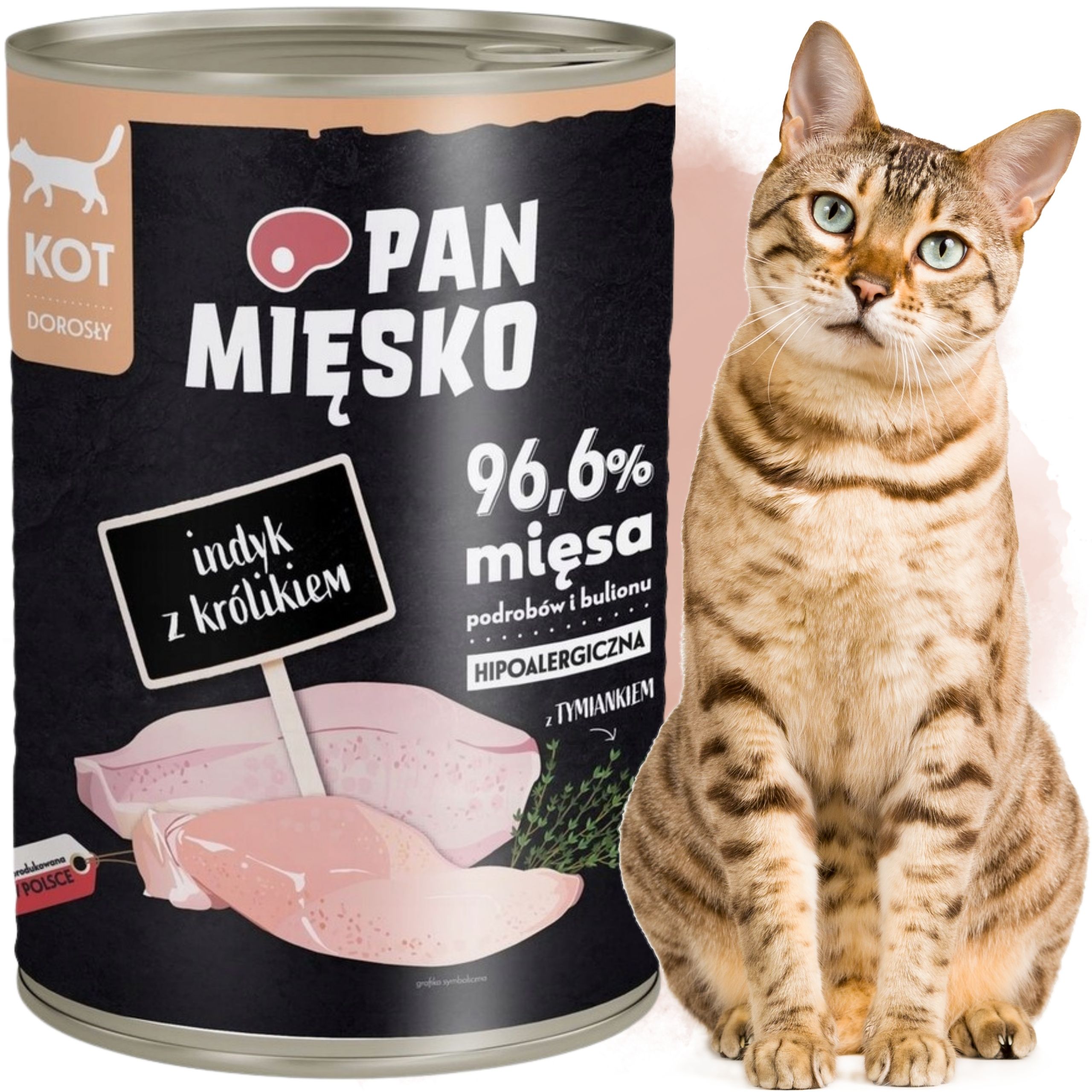 Karma mokra dla kota Indyk królik Pan Mięsko Hipoalergiczna 400g na alergie