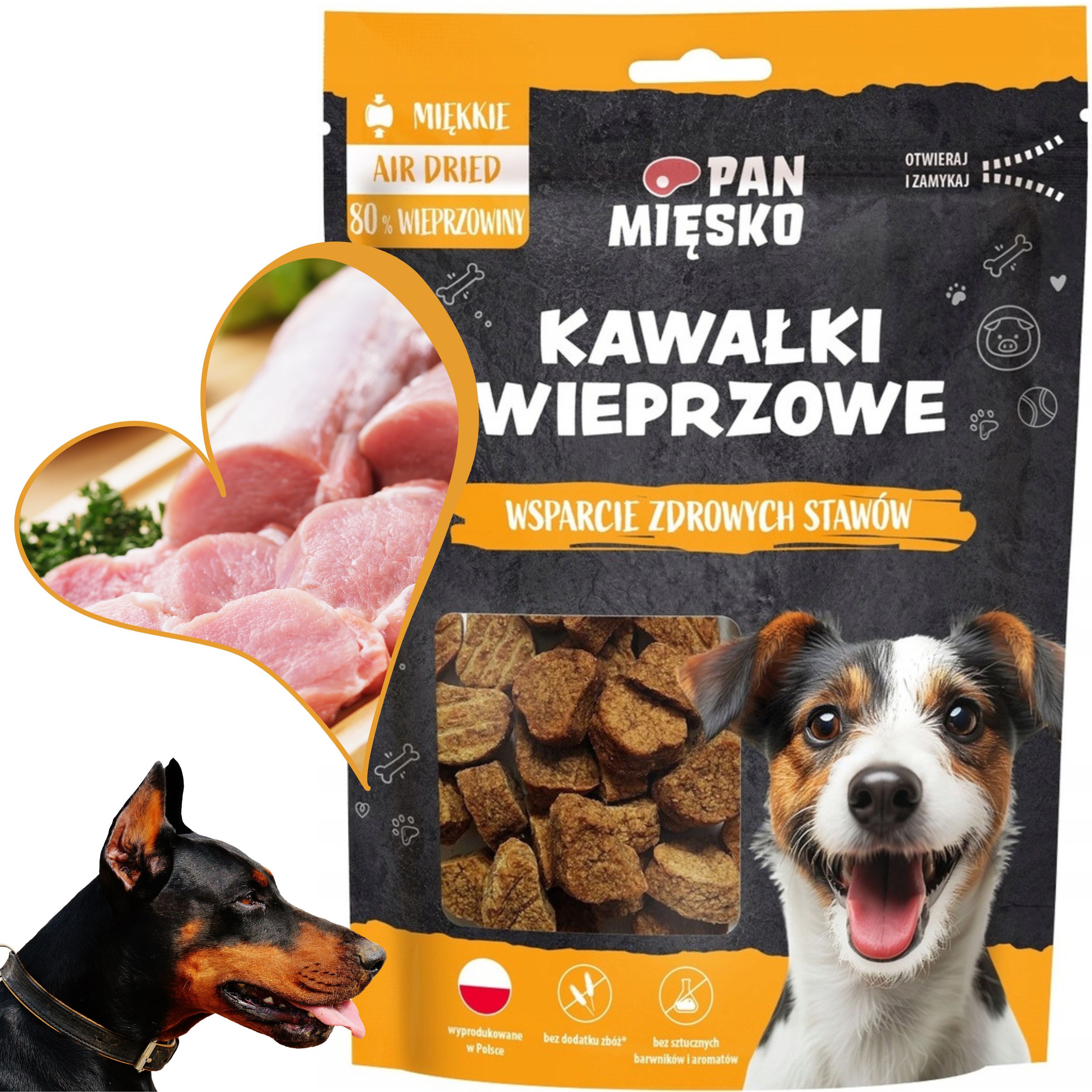 Przysmaki dla psa Pan Mięsko Kawałki wieprzowe 80g smakołyk psów bezzbożowe