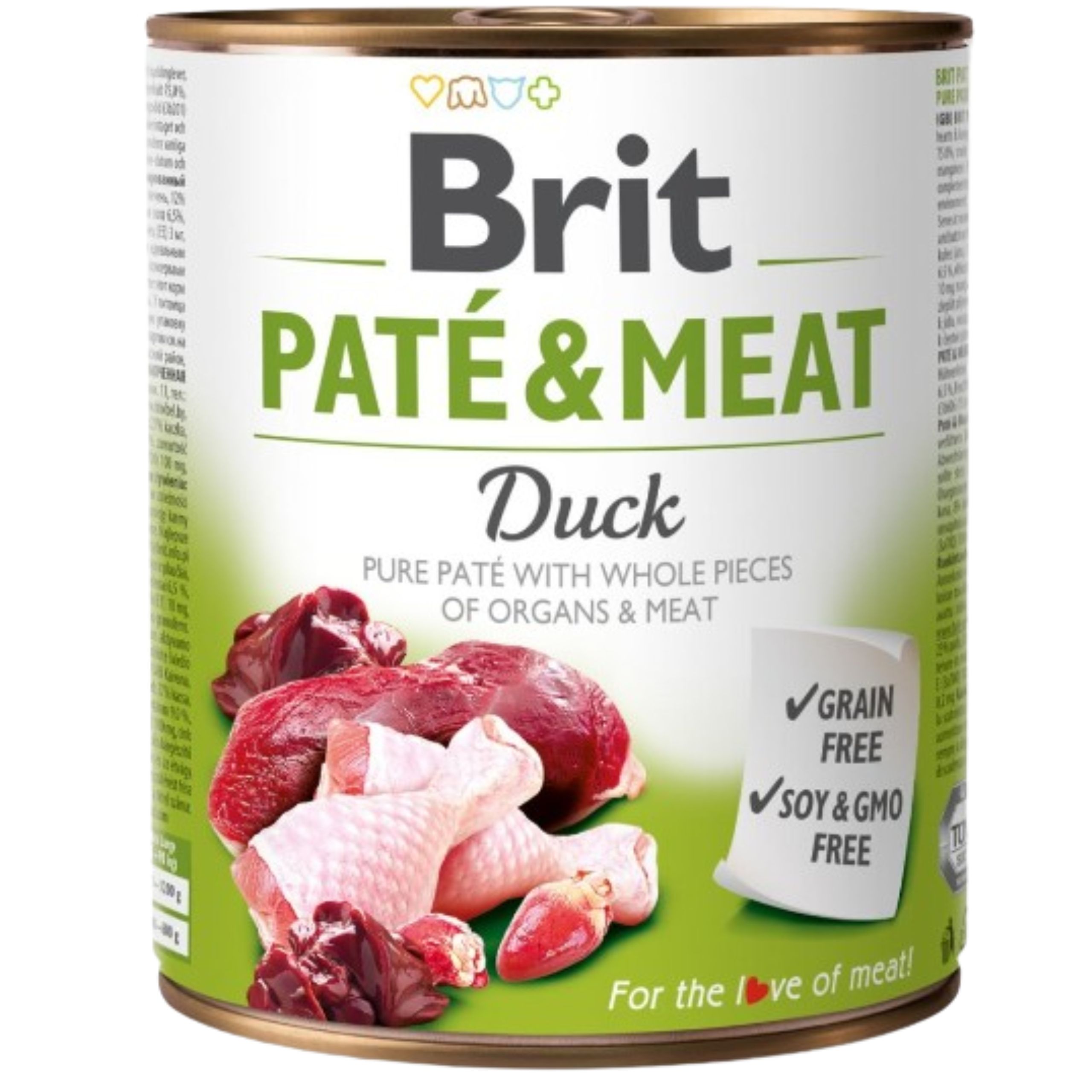 MOKRA KARMA DLA PSA Z KACZKĄ BRIT PATE&amp;MEAT DUCK 800 G BEZZBOŻOWA PUSZKA