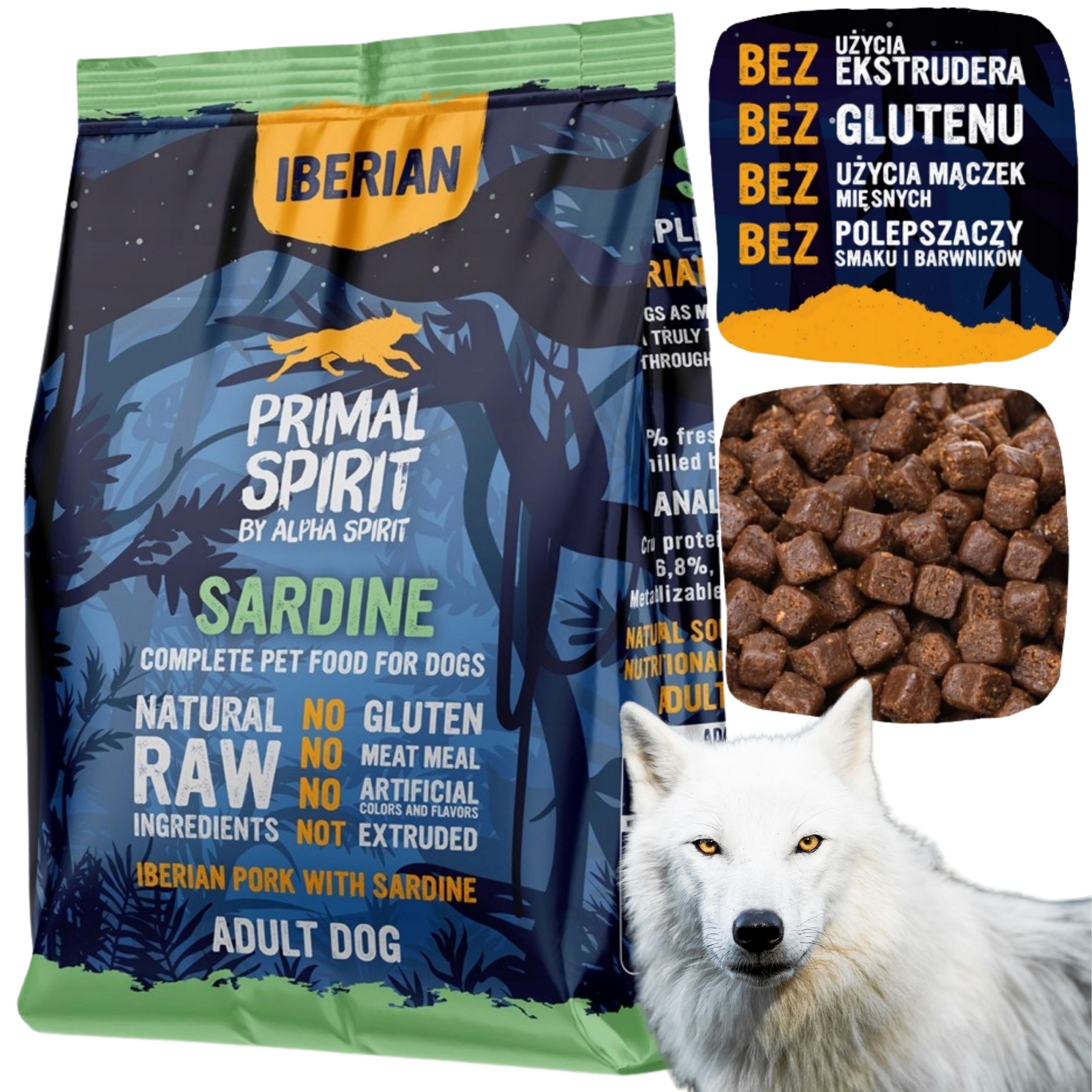 Sucha karma dla psa Primal Spirit Iberian Sardine wieprzowina sardynki 1kg