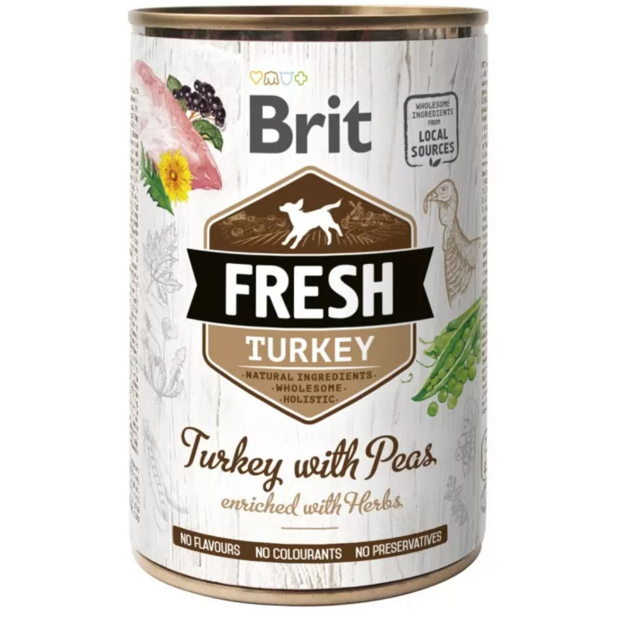 MOKRA KARMA DLA PSA BRIT FRESH 400G TURKEY &amp; PEAS INDYK GROSZK BEZ GLUTENU
