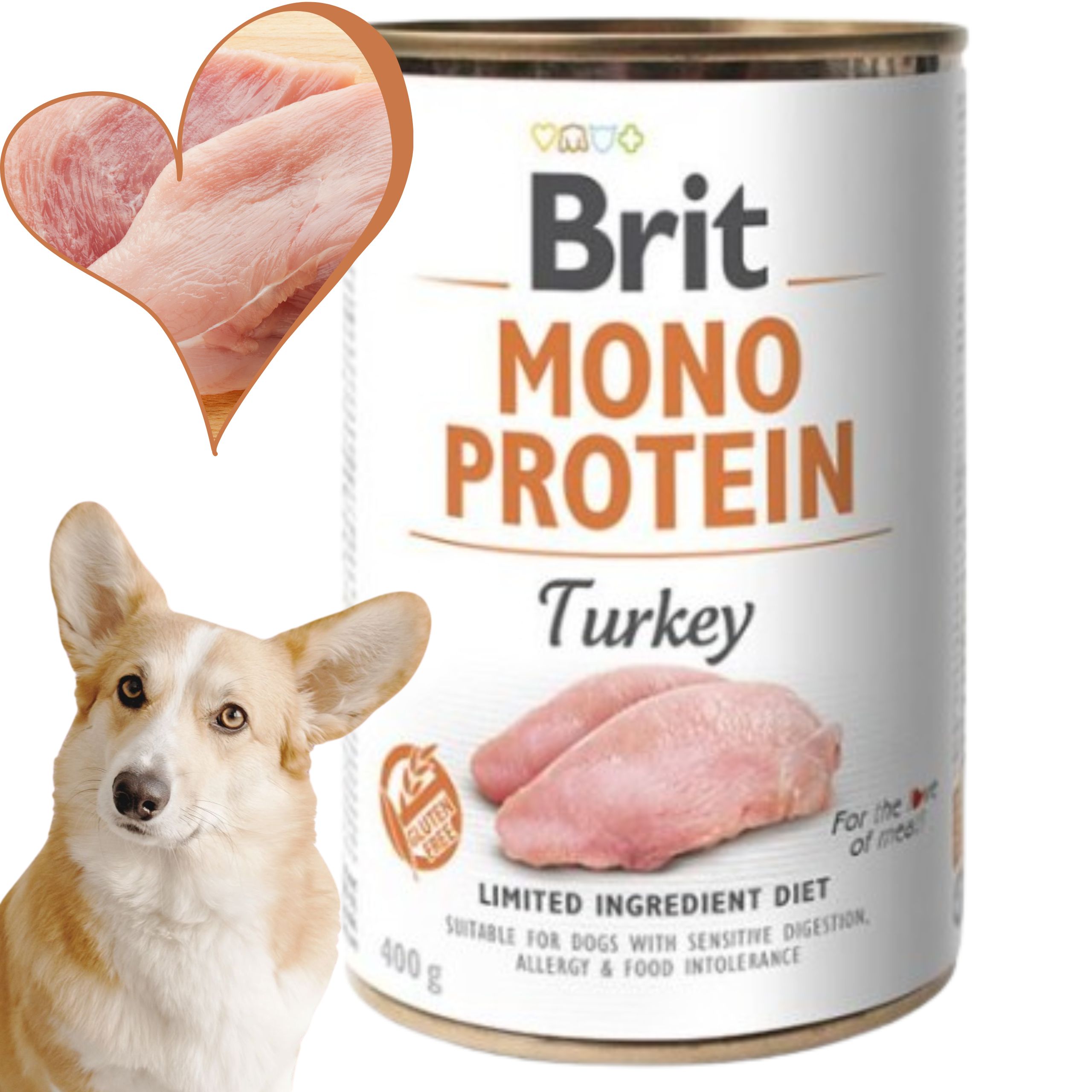 MOKRA KARMA DLA PSA BRIT MONO PROTEIN TURKEY 400 G INDYK WYSOKOBIAŁKOWA