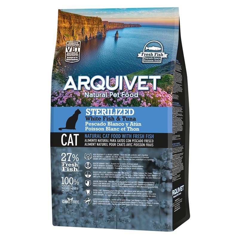 ARQUIVET CAT Sucha karma dla kotów sterylizowanych z białą rybą i tuńczykiem 1,5 kg