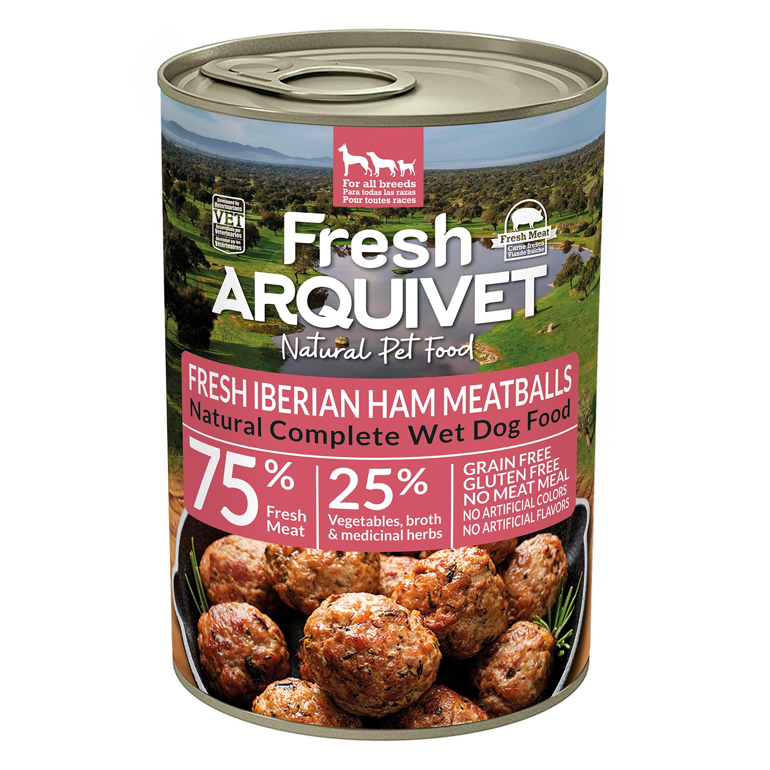 Arquivet Fresh klopsiki z szynką iberyjską, słodkimi ziemniakami i brokułami 400g