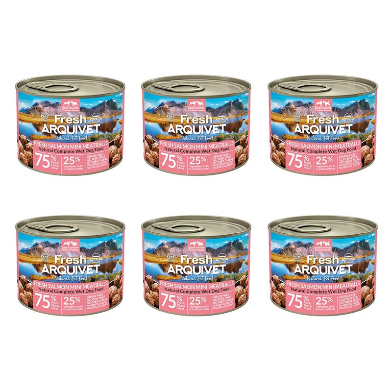 [Zestaw] Arquivet Fresh MINI klopsiki z łososiem, marchewką i  groszkiem 6x200g