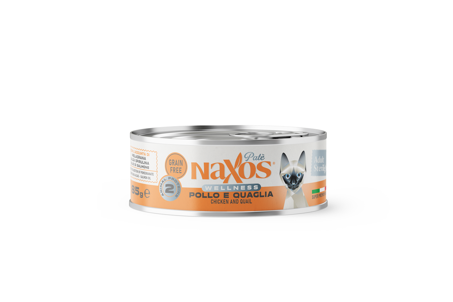NAXOS CAT STERILIZED - kurczak i przepiórka - puszka dla kotów sterylizowanych 85g