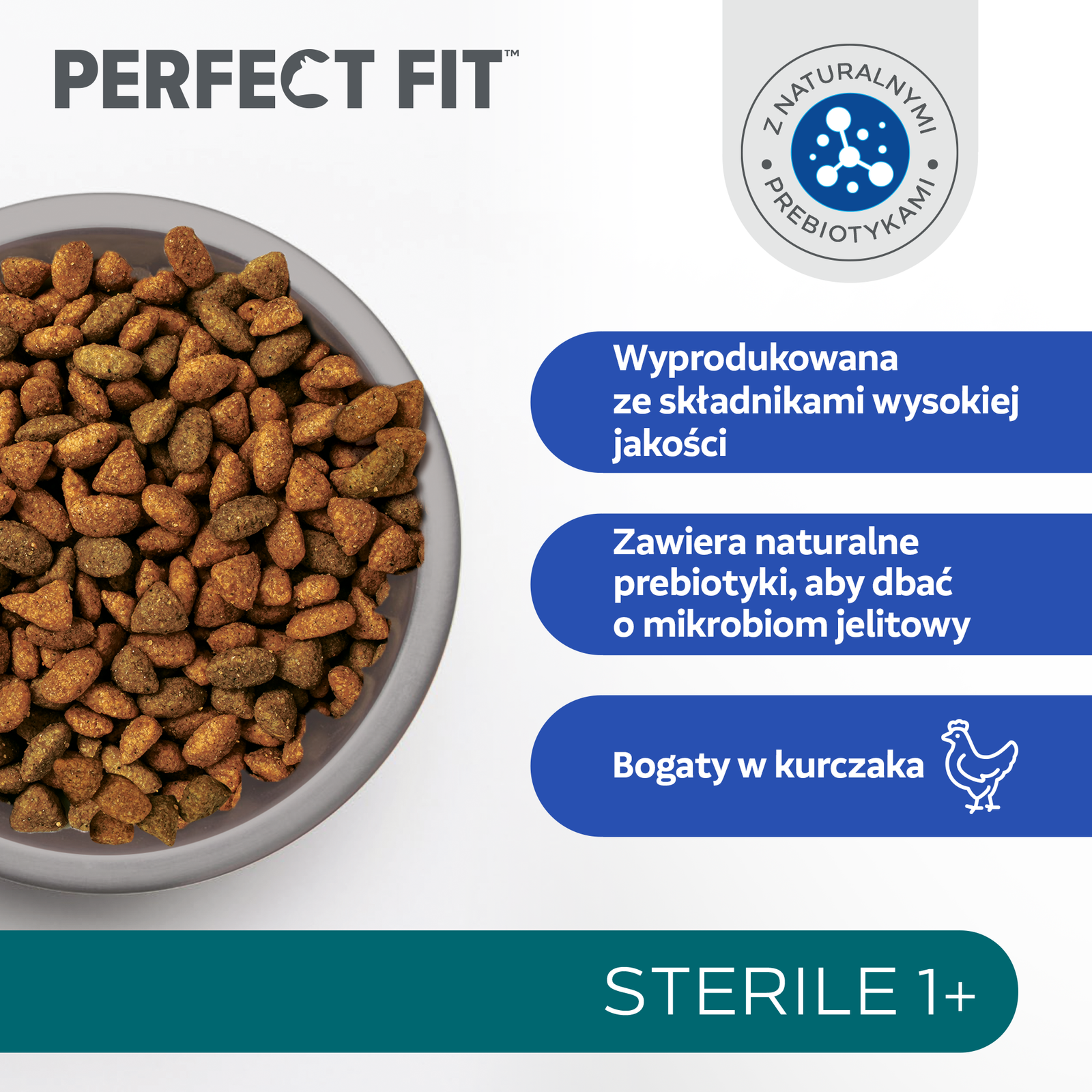 Perfect Fit™ - sucha karma pełnoporcjowa dla dorosłych kotów po zabiegu kastracji, bogata w kurczaka 7kg