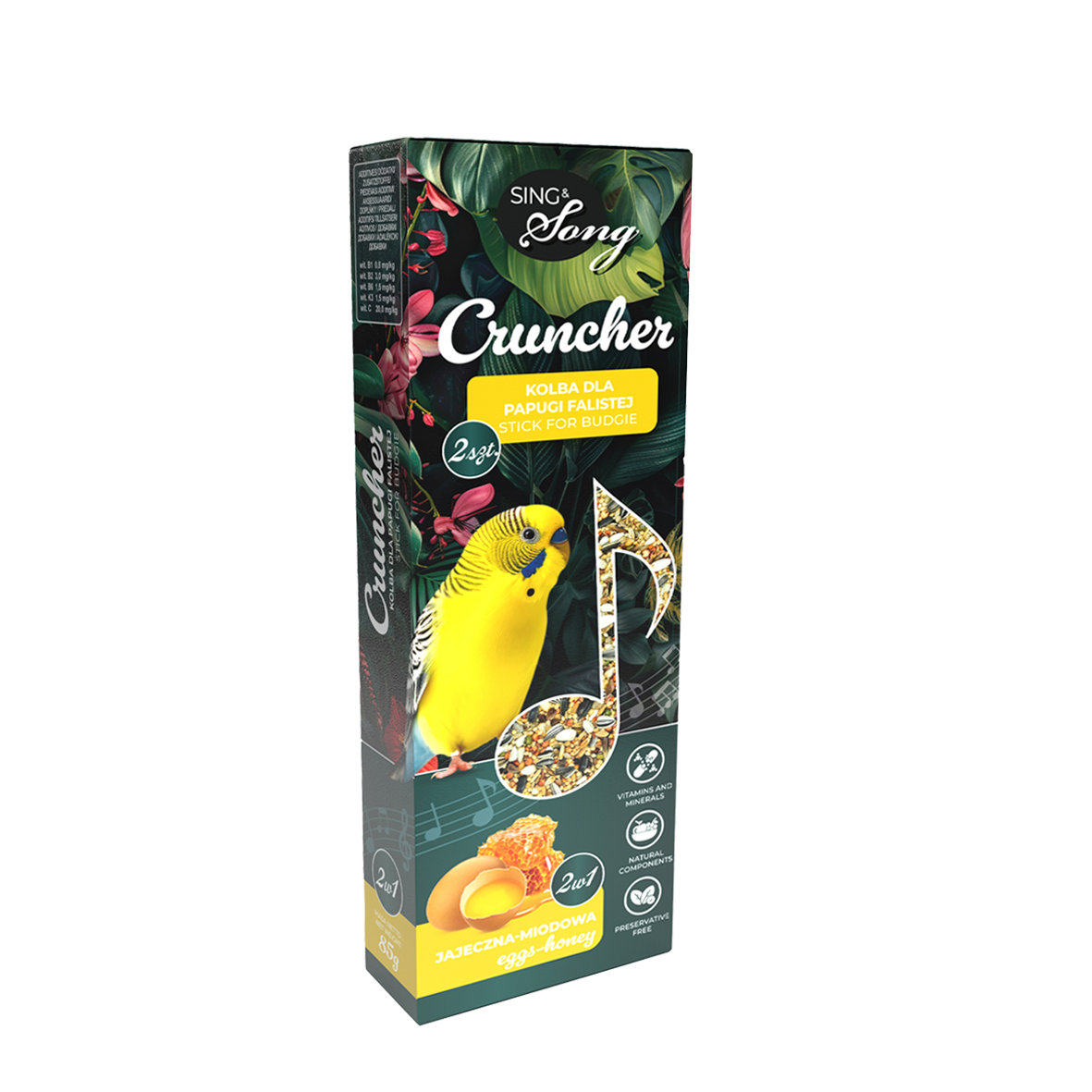 Sing&Song Cruncher Dla Papużki Falistej Jajeczno-Miodowy 85g 2w1