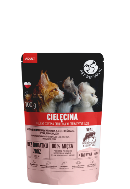 PetRepublic drobno siekane kawałki w delikatnym sosie cielęcina 100g dla kota